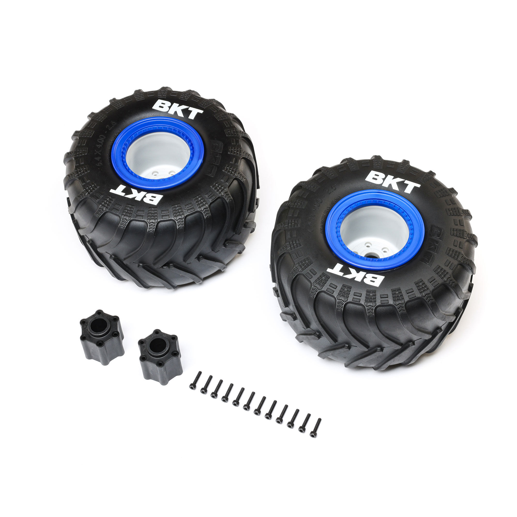 Losi BKT 2.6" Monster Truck Tire, Med, Premount, Blue (2): LMT 2.0