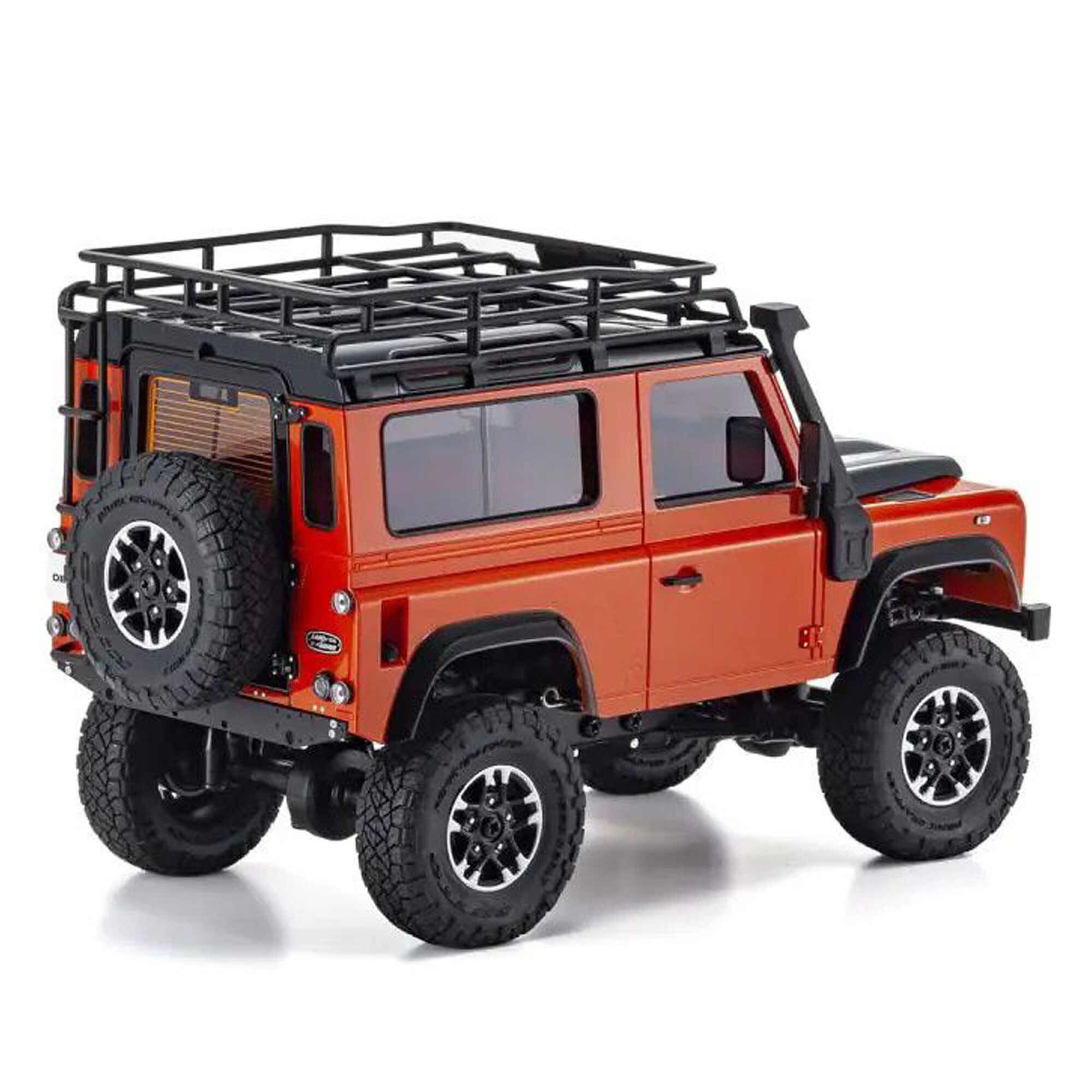 Kyosho 1/28 Land Rover Defender 90 Adventure Mini-Z 4x4 Crawler RTR, Phoenix Orange/Santorini Black