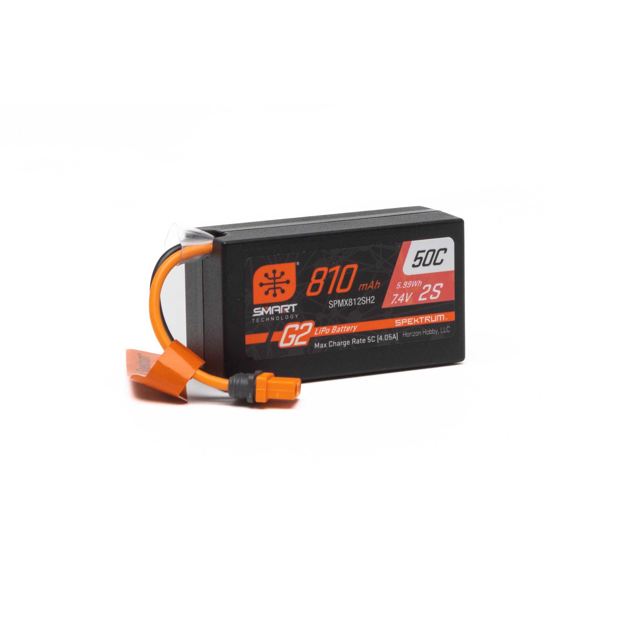 Spektrum Accessories 7.4V 810mAh 2S Smart G2 50C LiPo: IC2
