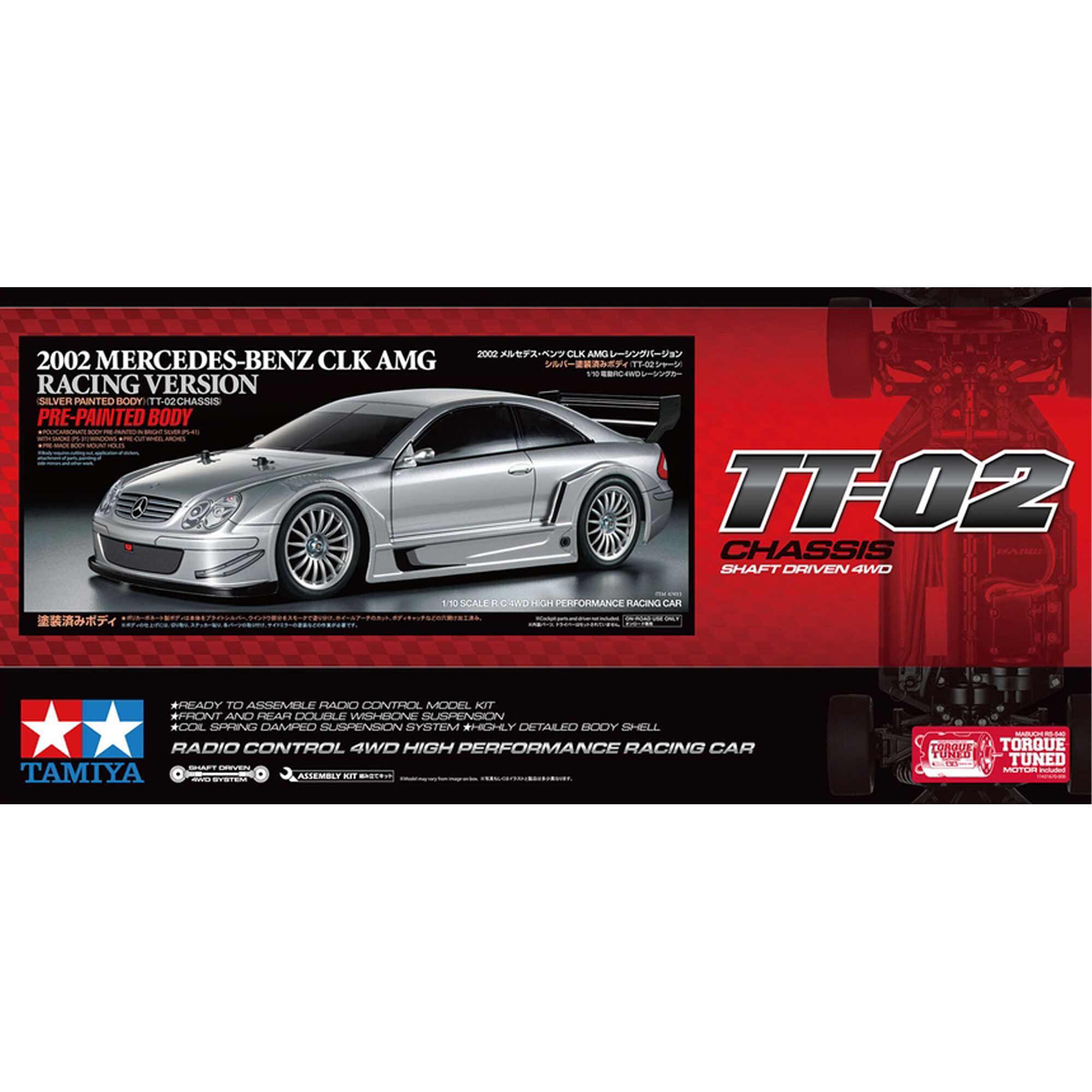 Tamiya 1/10 R/C 2002 Mercedes-Benz CLK AMG Racing Version (Silver Painted Body) (TT-02)