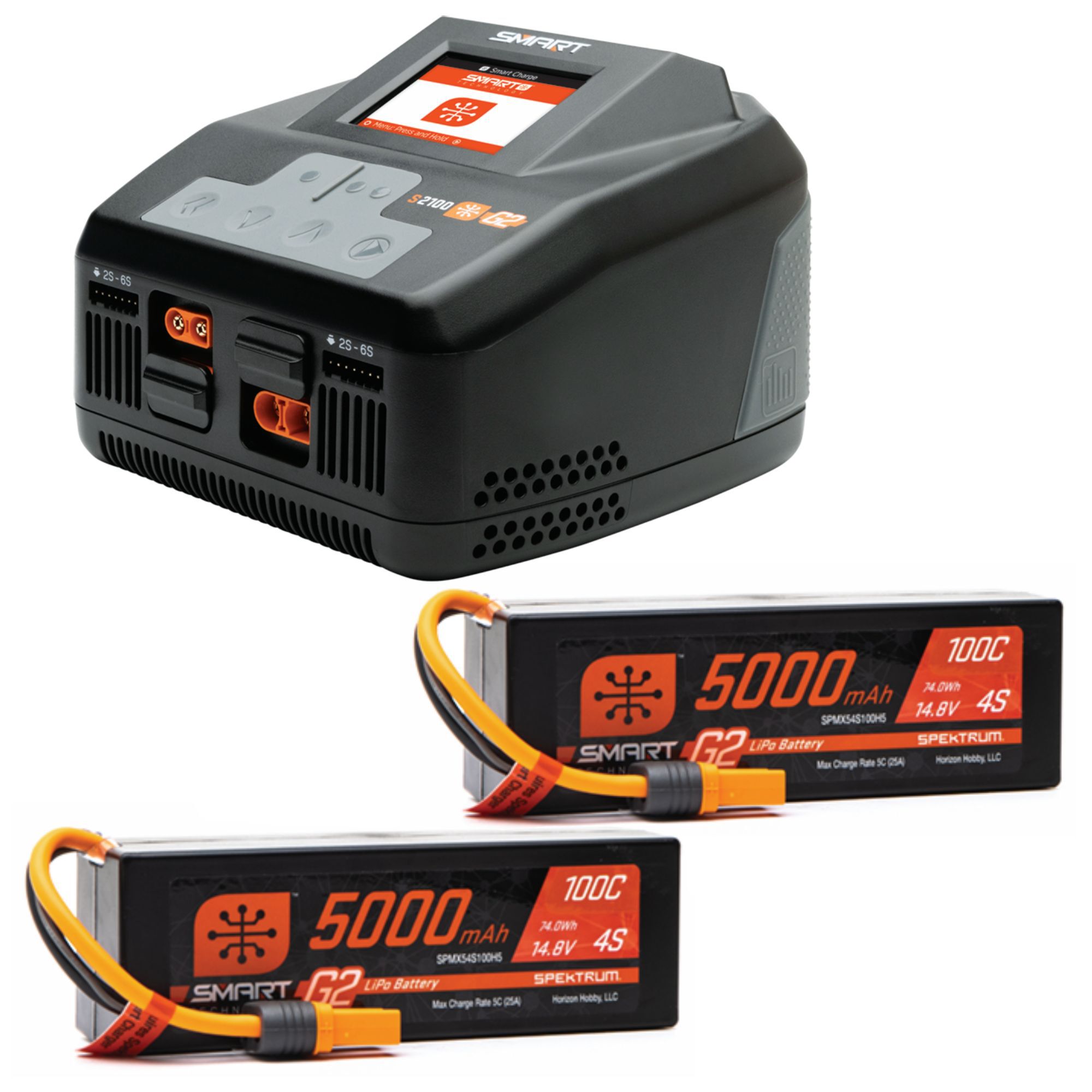 Spektrum Accessories Smart Powerstage 8S Surface Bundle: (2) G2 5000mAh 4S LiPo IC5 & S2100 Charger