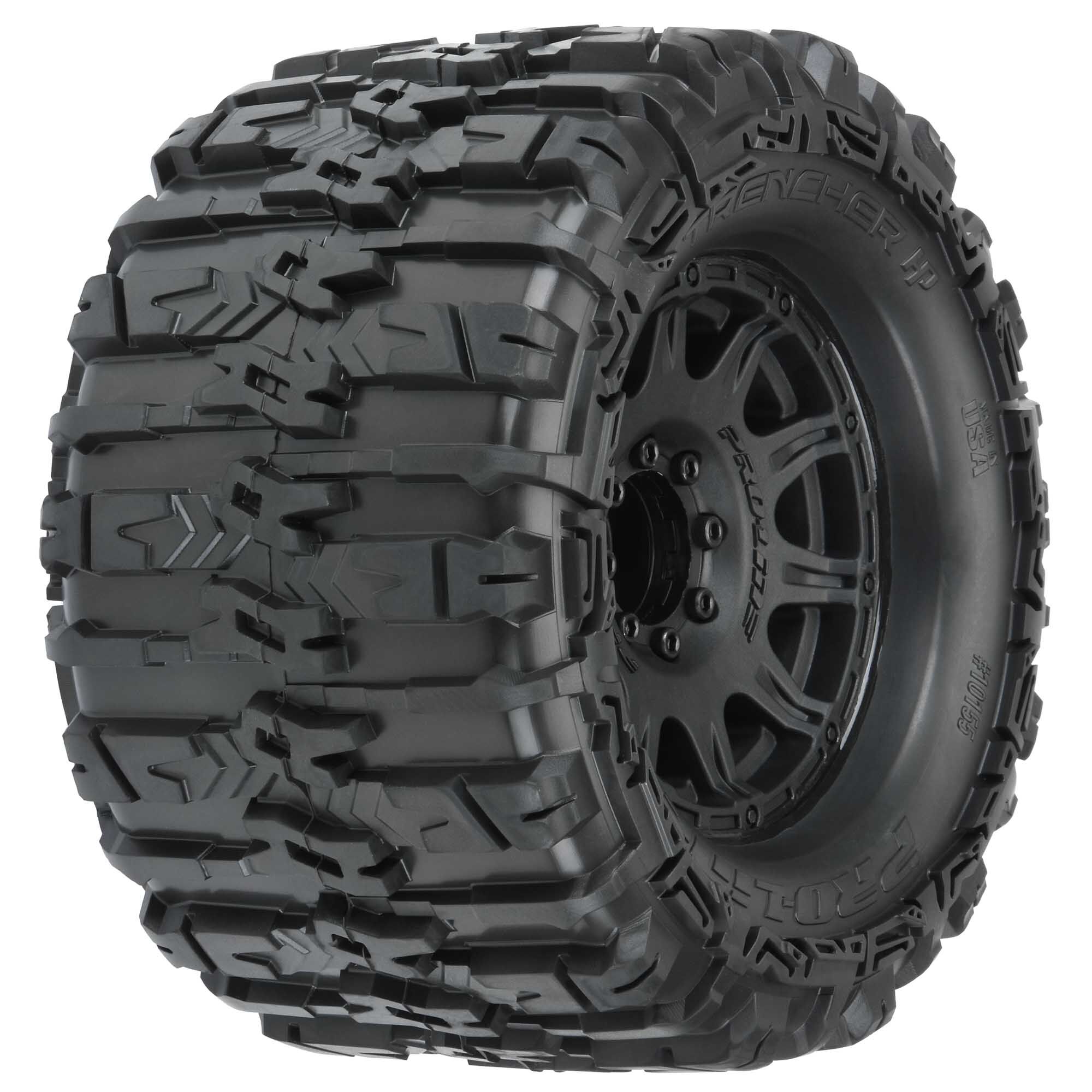 Pro-Line Racing 1/8 Trencher HP BELTED F/R 3.8" MT Tires Mounted 17mm Black Raid (2)