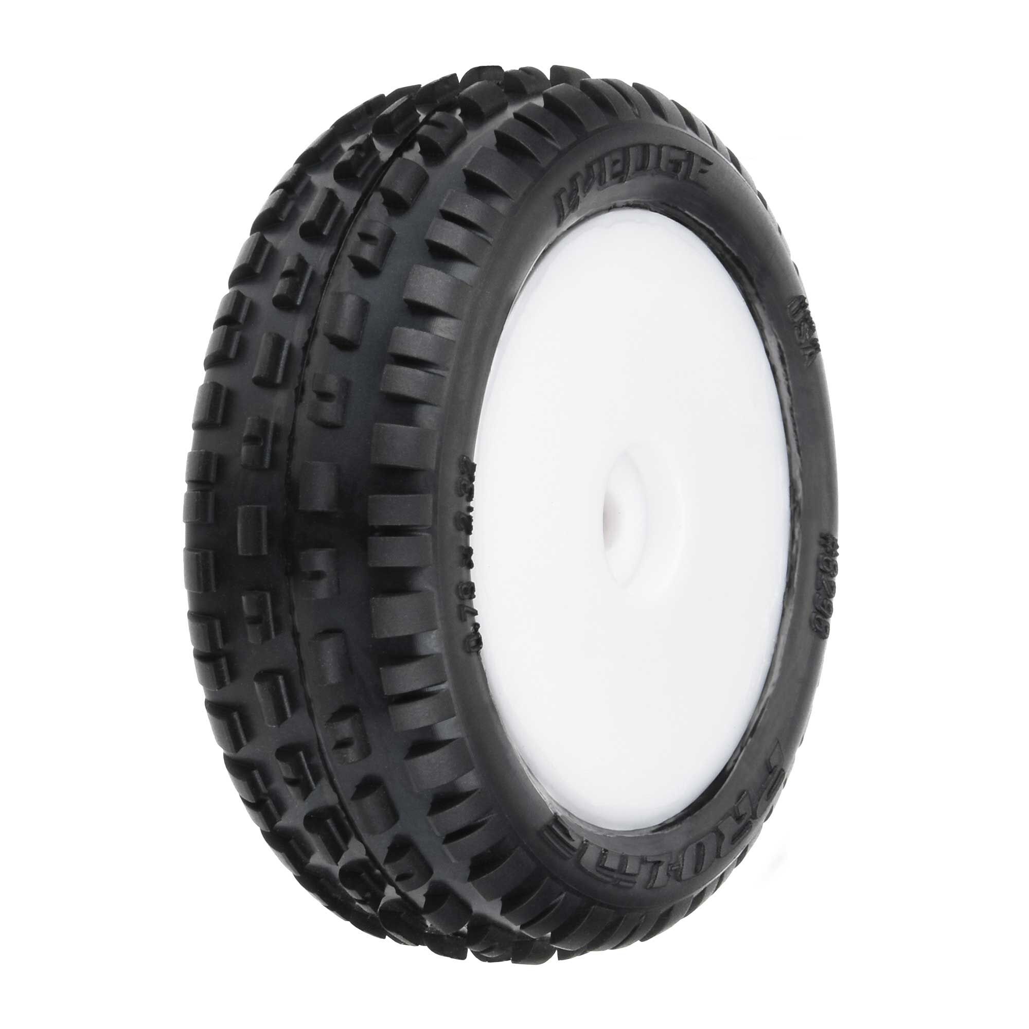 Pro-Line Racing 1/18 Wedge Front Carpet Mini-B Tires Mounted 8mm White Wheels (2)