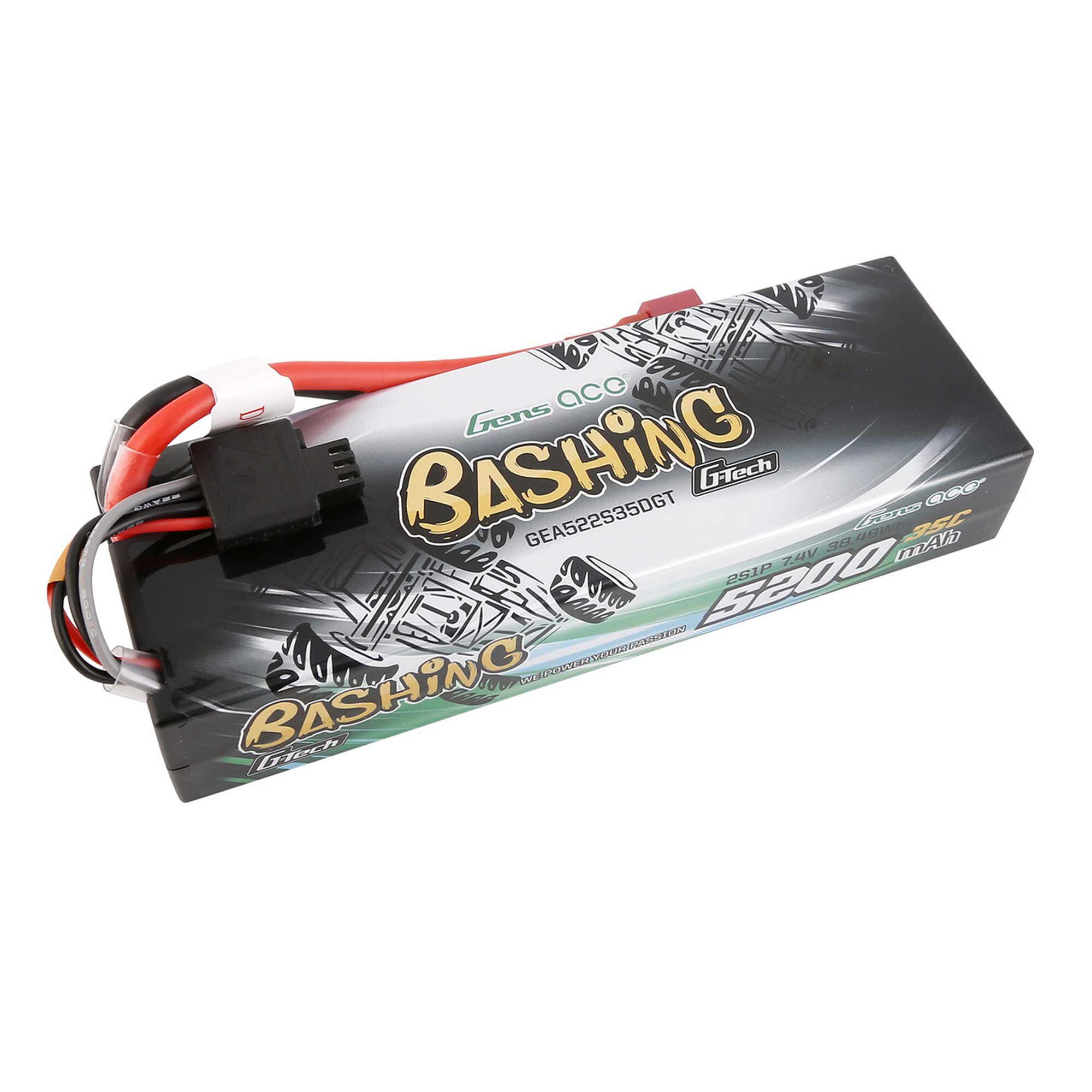 Gens ace 7.4V 5200mAh 2S 35C G-Tech Smart Bashing Hardcase LiPo Battery: Deans