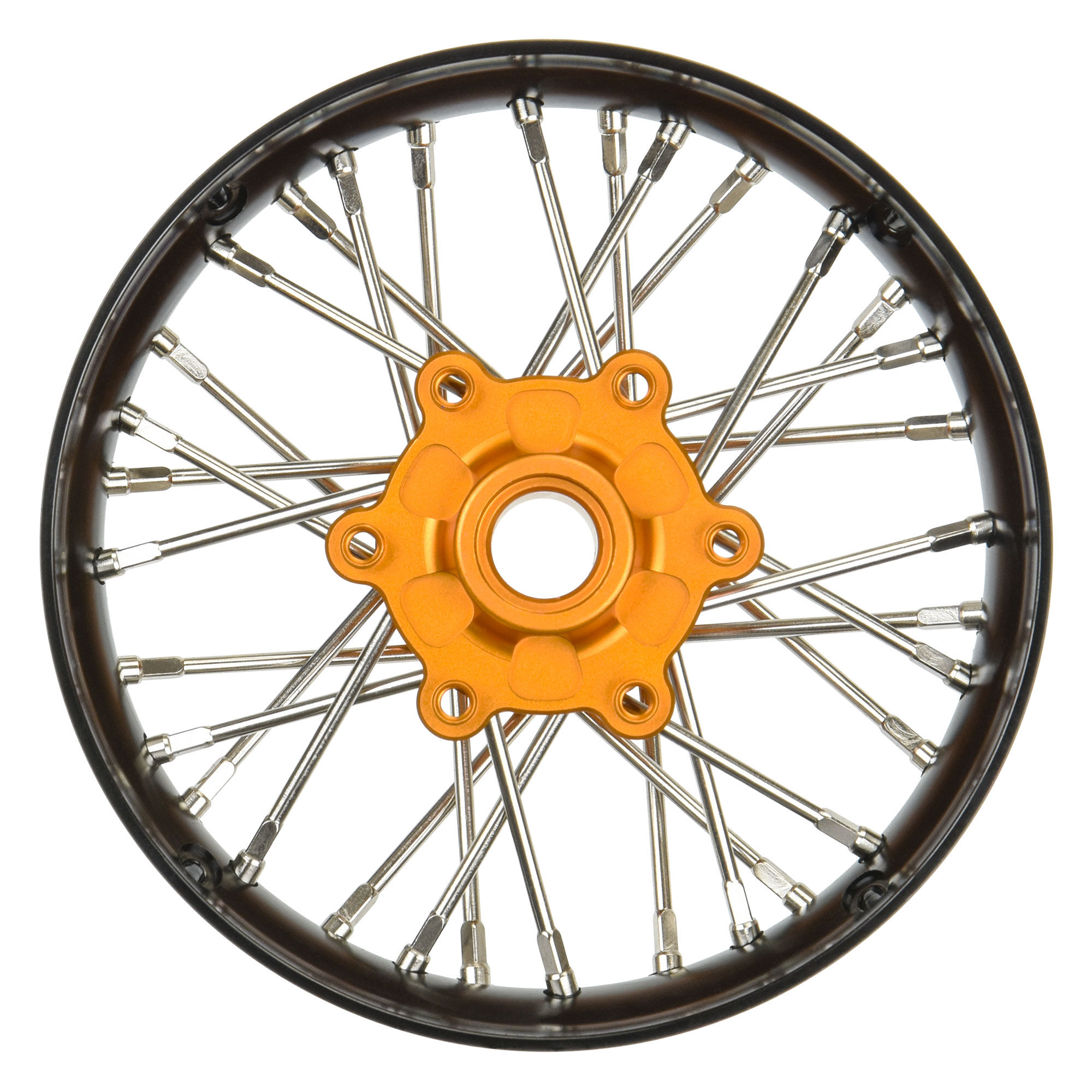 Pro-Line Racing 1/4 Pro-Spec Aluminum V2 Bead Front Wheel Black/Gold (1): Promoto-SM