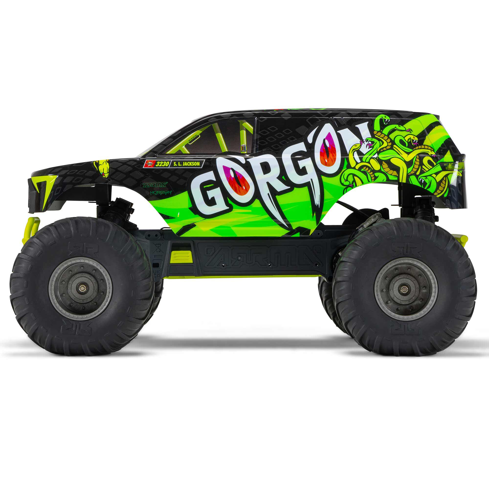 ARRMA 1/10 GORGON 2WD RTR Brushed Monster Truck (Battery & Charger Included), Yellow