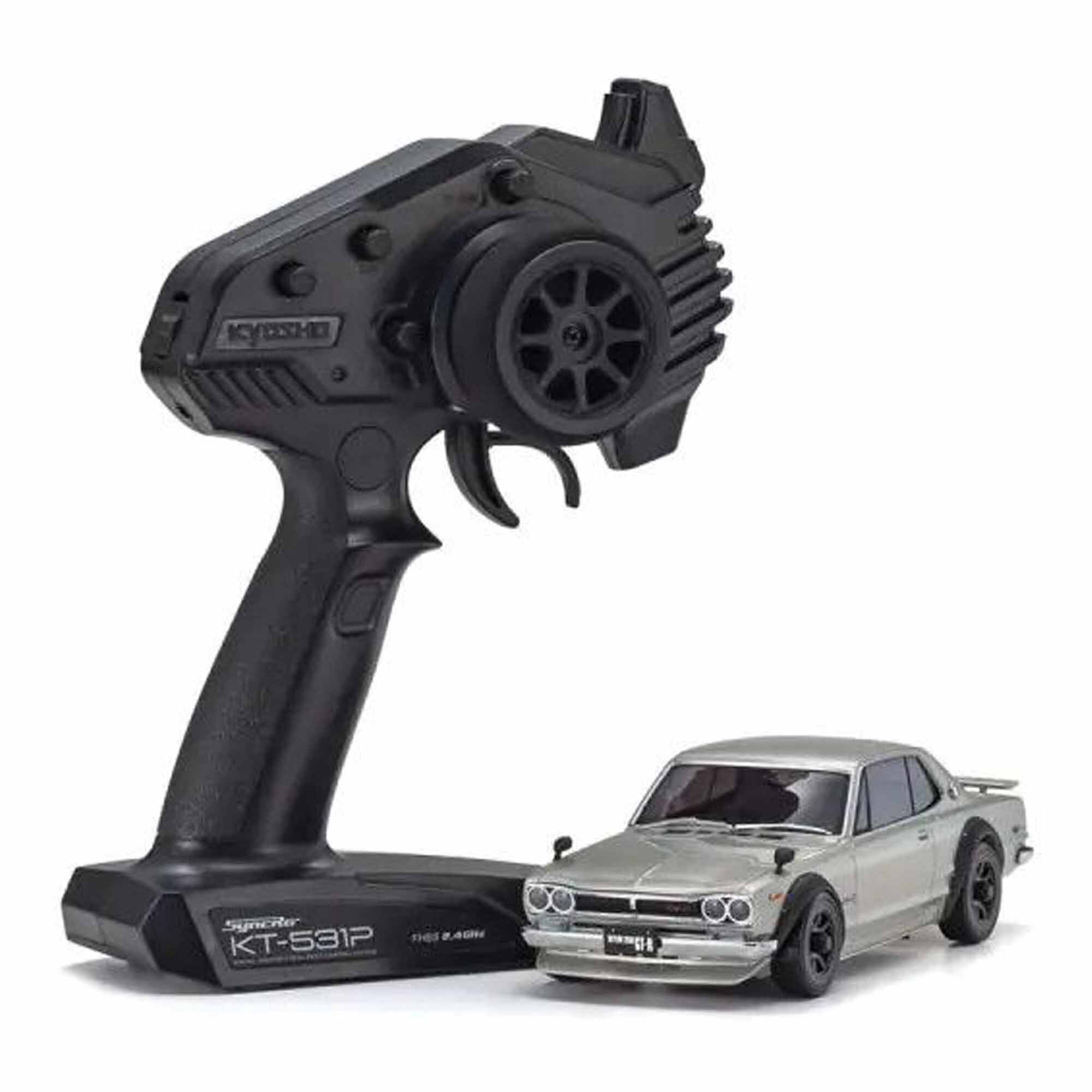 Kyosho 1/28 Nissan Skyline 2000GT-R MR-04 2WD Touring Car RTR, Silver