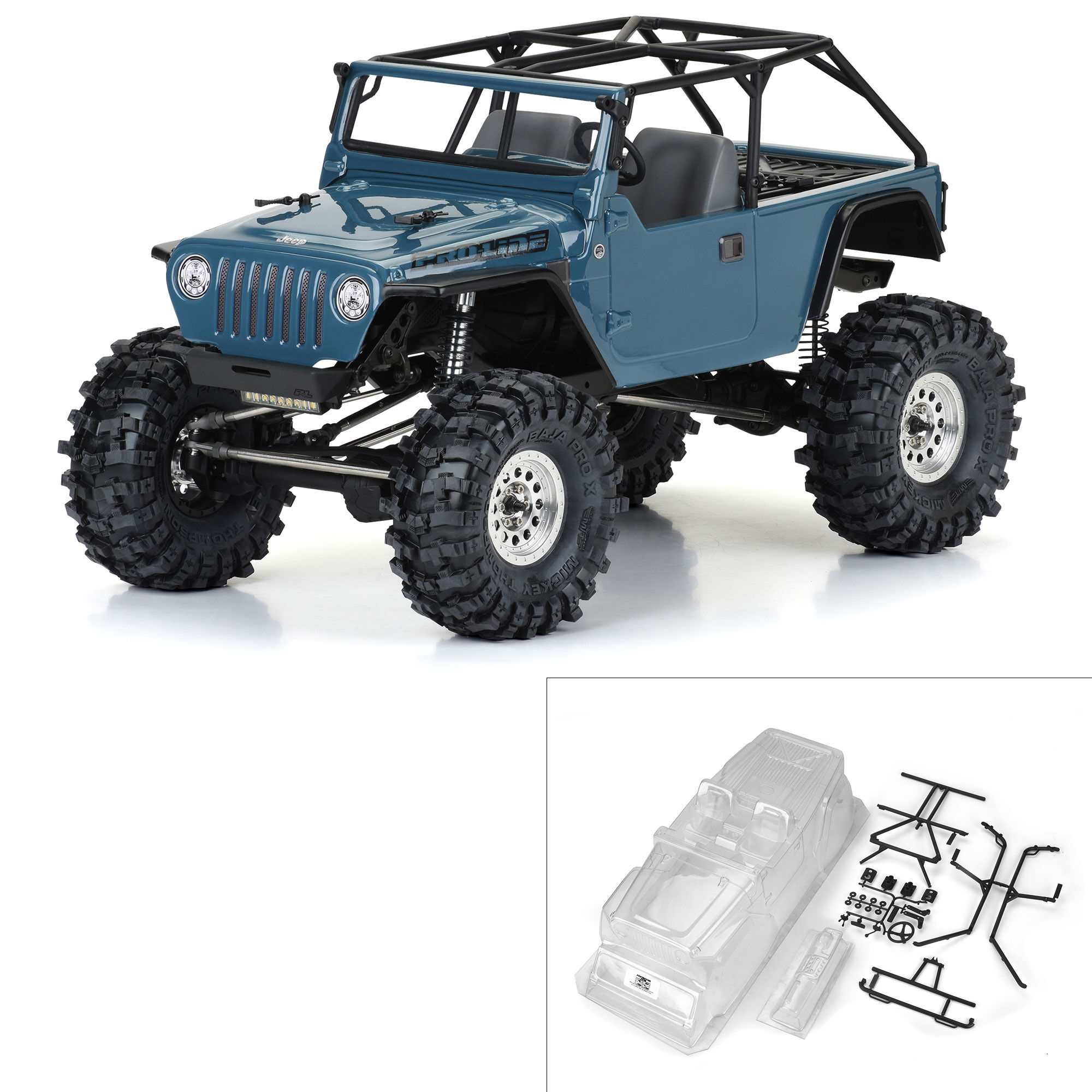 Pro-Line Racing 1/10 2004 Jeep LJ Clear Body/Trail Cage 12.3" Wheelbase Crawlers