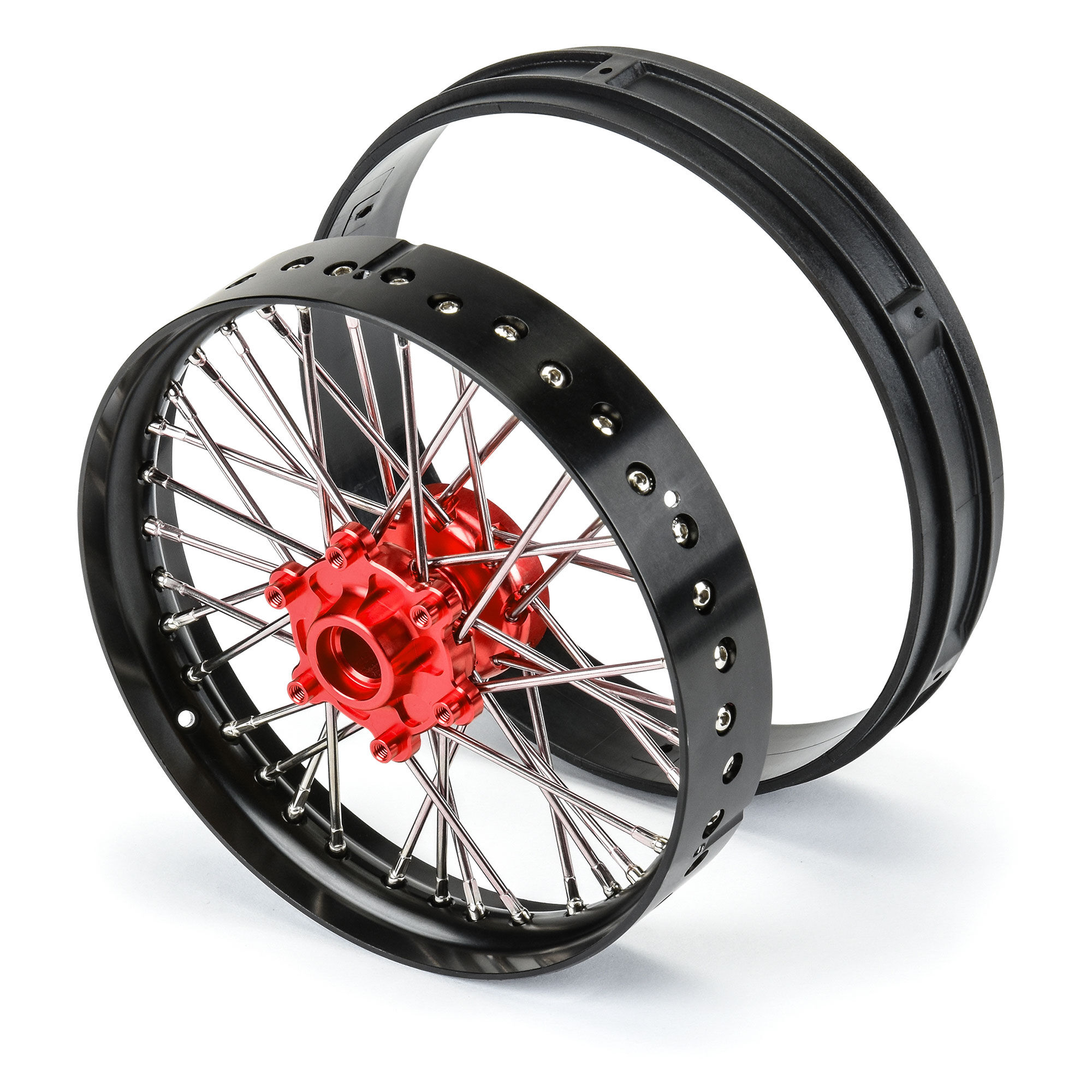 Pro-Line Racing 1/4 Pro-Spec Aluminum V2 Bead Front Wheel Black/Red (1): Promoto-MX