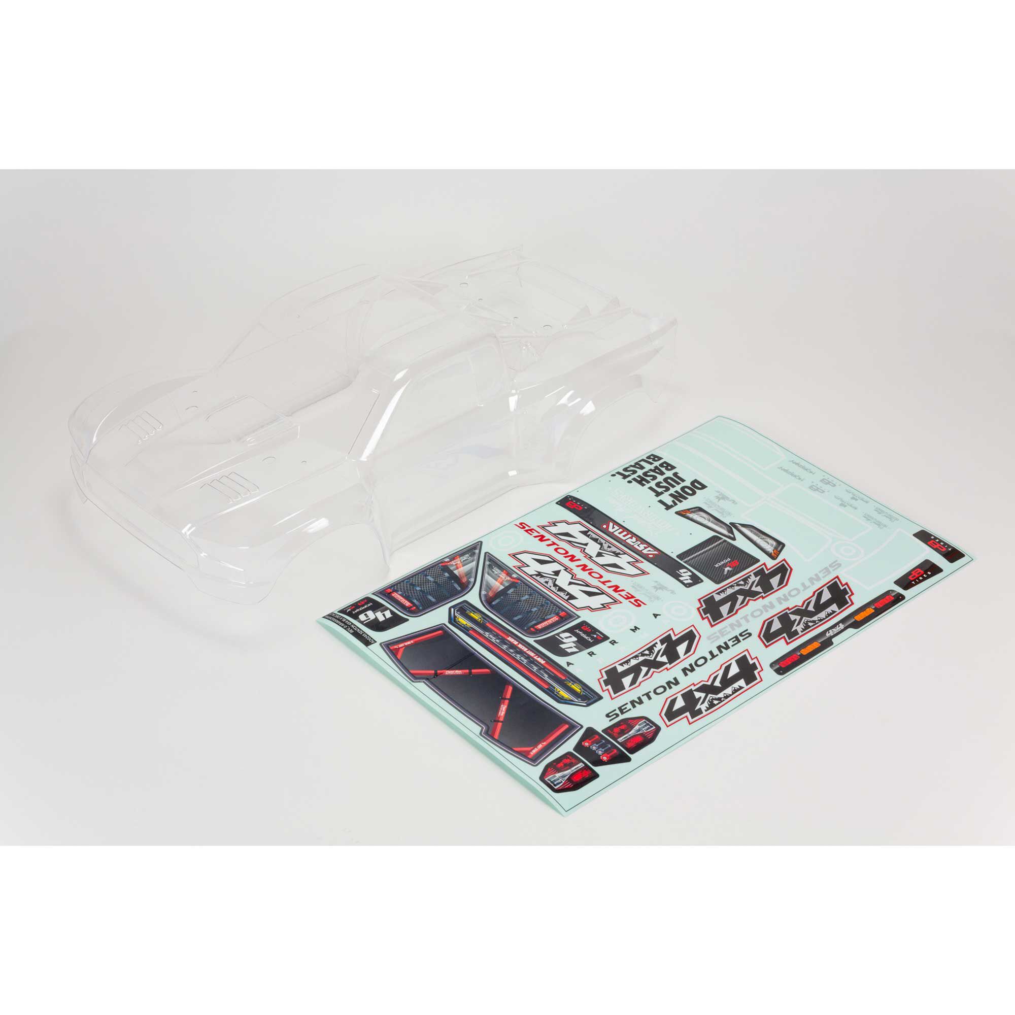 ARRMA 1/10 Clear Body with Decals and Window Masks: SENTON 4X4 BLX