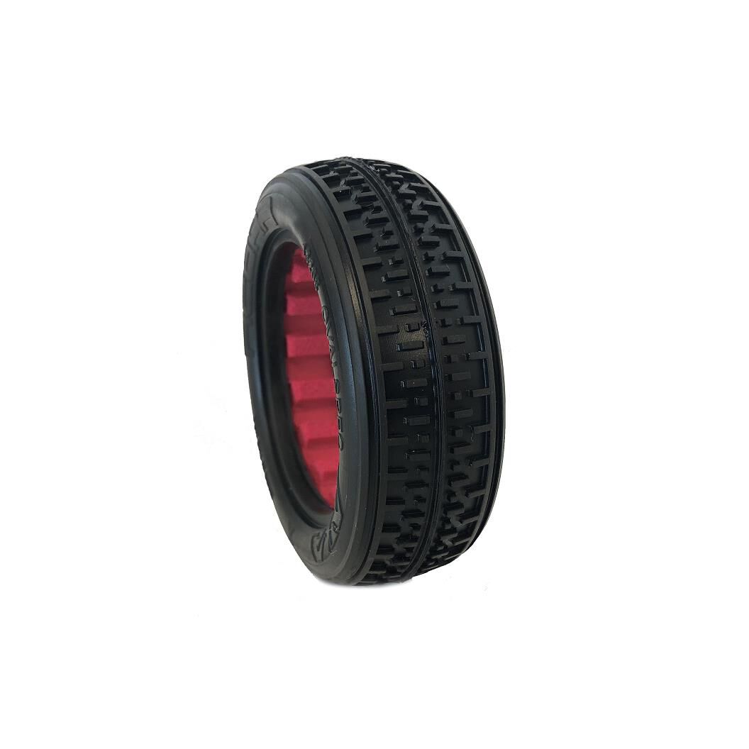 AKA PRODUCTS, INC. 1/10 Rebar Front 2WD Tires, Super Soft with Red Inserts: Buggy
