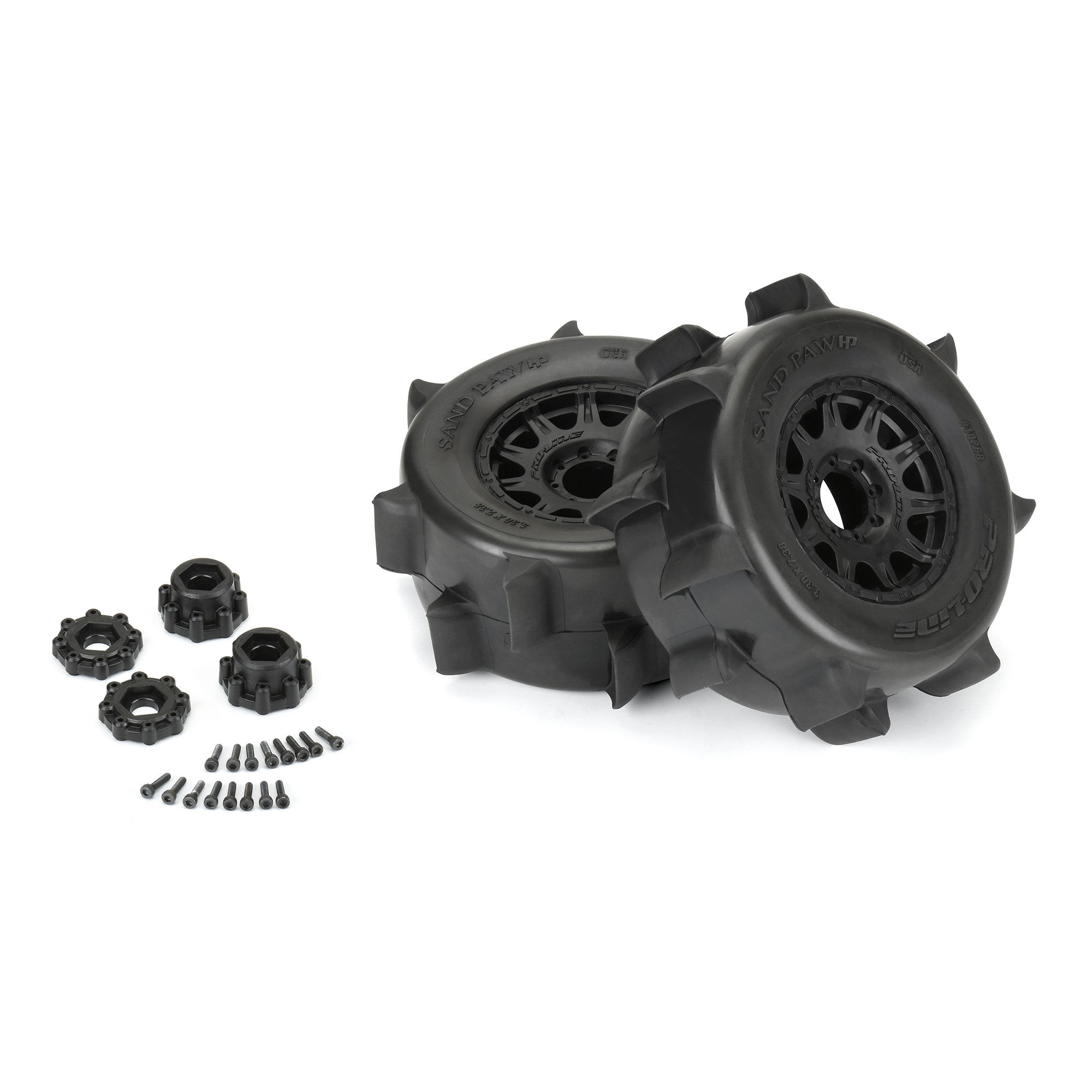 Pro-Line Racing 1/8 Sand Paw HP BELTED F/R 3.8" MT Tires Mounted 17mm Black Raid (2)