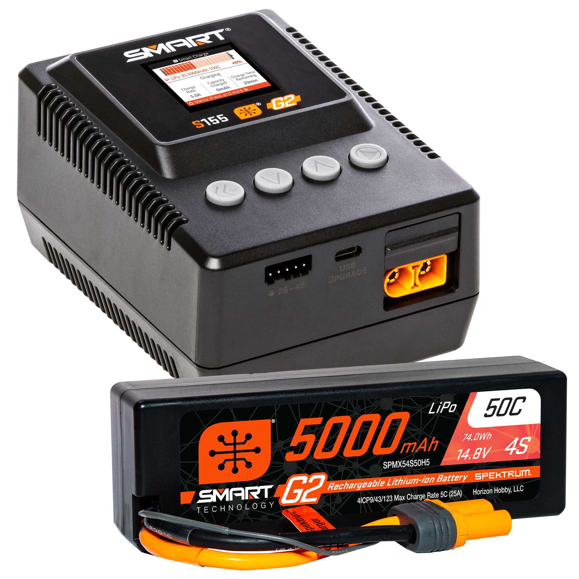 Spektrum Accessories Smart Powerstage 4S Surface Bundle: G2 5000mAh 4S LiPo IC5 & S155 Charger