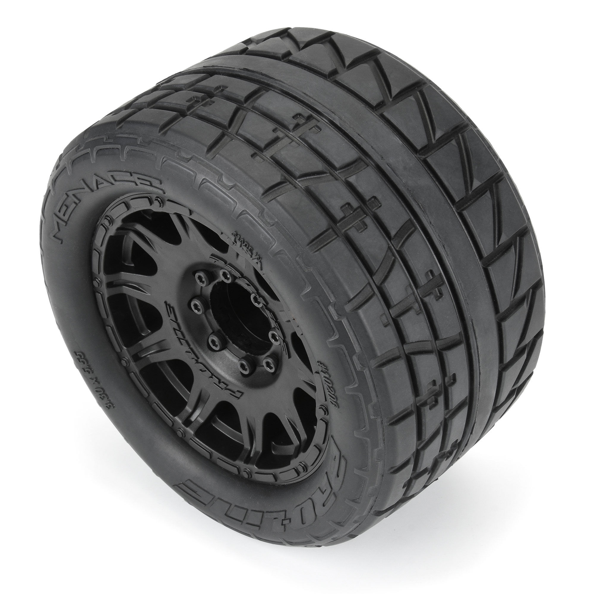 Pro-Line Racing 1/8 Menace HP BELTED F/R 3.8" MT Tires Mounted 17mm Black Raid (2)