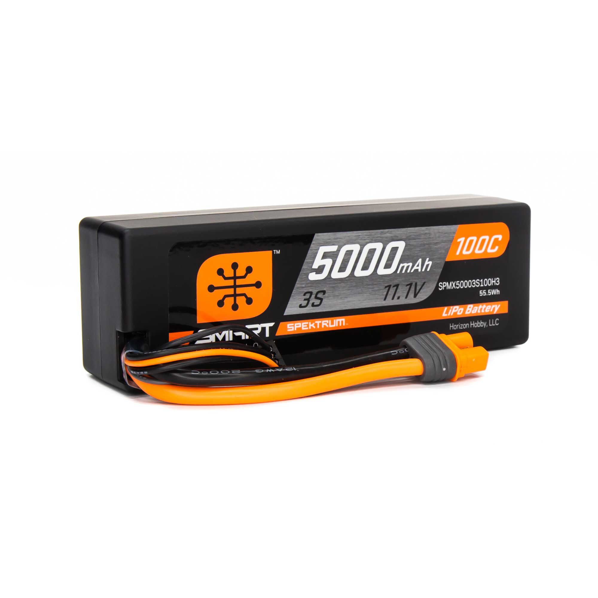 Spektrum Accessories 11.1V 5000mAh 3S 100C Smart Hardcase LiPo Battery: IC3