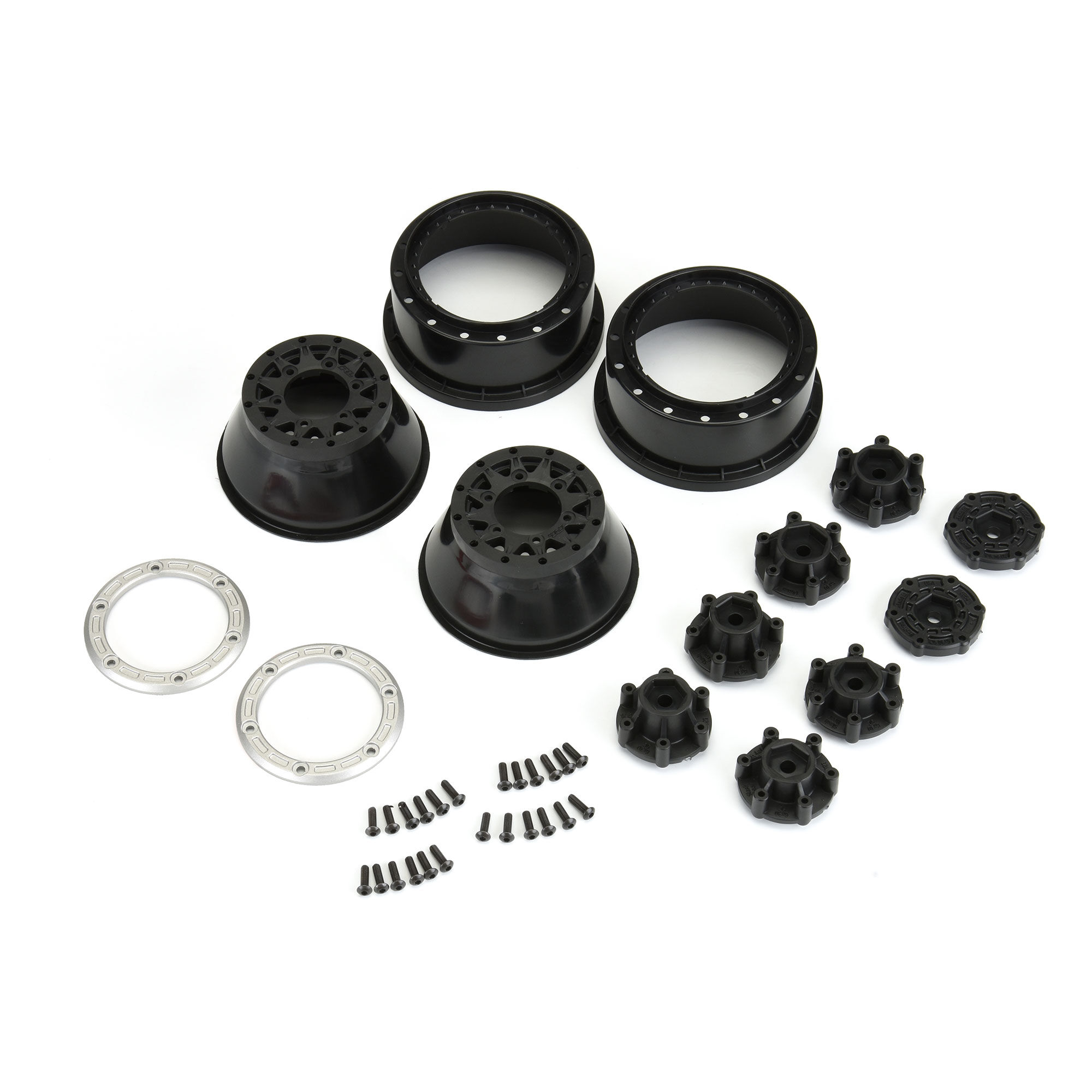 Pro-Line Racing 1/10 Raid Bead-Loc Fr/Rr 2.2"/3.0" 12 & 14mm SC Wheels (2) Silvr/Blk