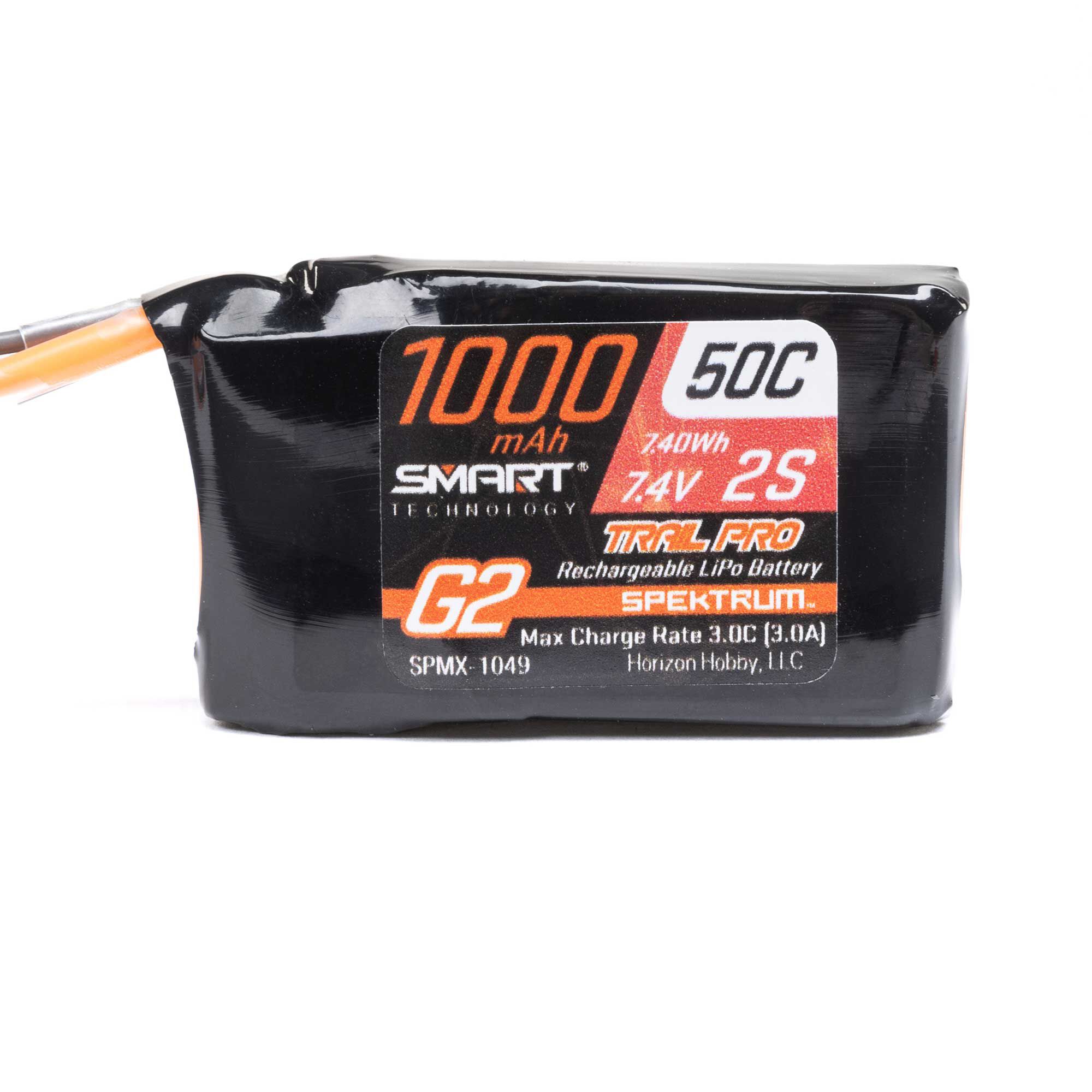 Spektrum Accessories 7.4V 1000mAh 2S 50C Smart G2 Trail Pro LiPo Battery: IC2