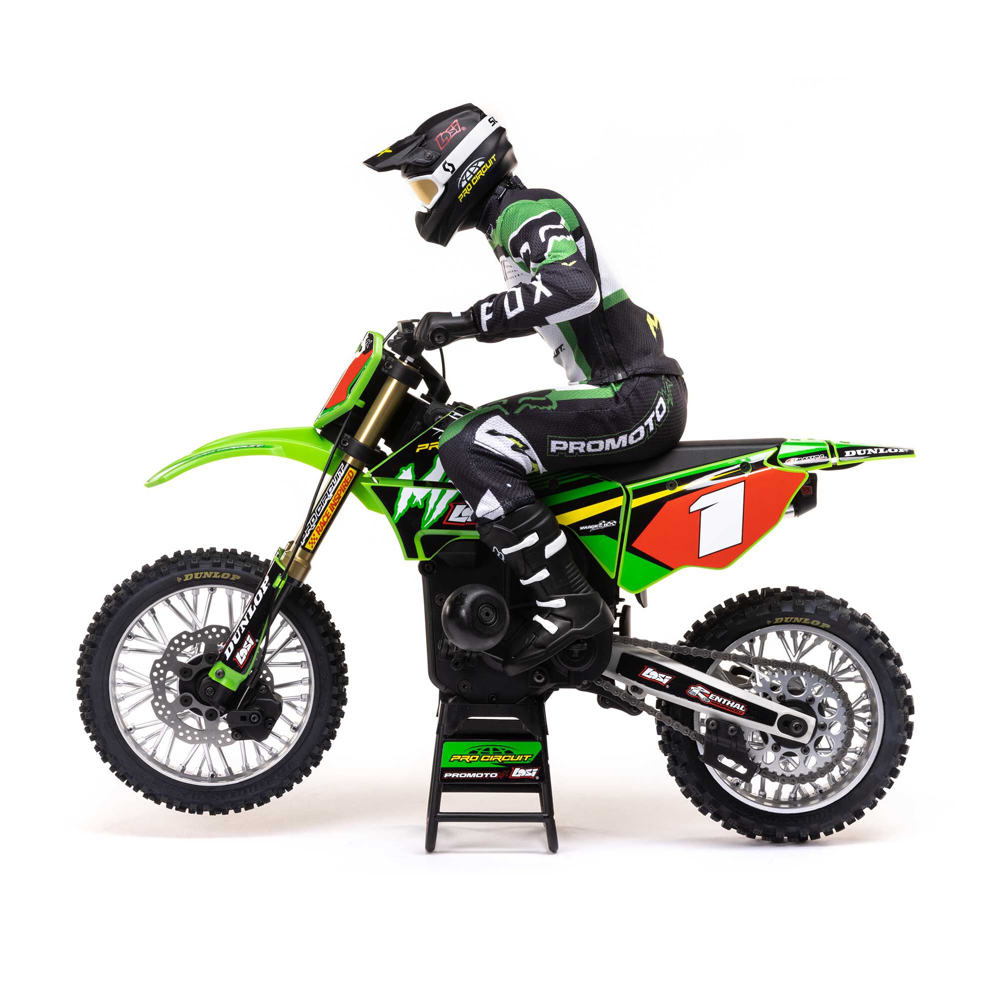 Losi 1/4 Promoto-MX Pro Circuit 2S RTR Brushless Motorcycle (Battery and Charger Included), Green
