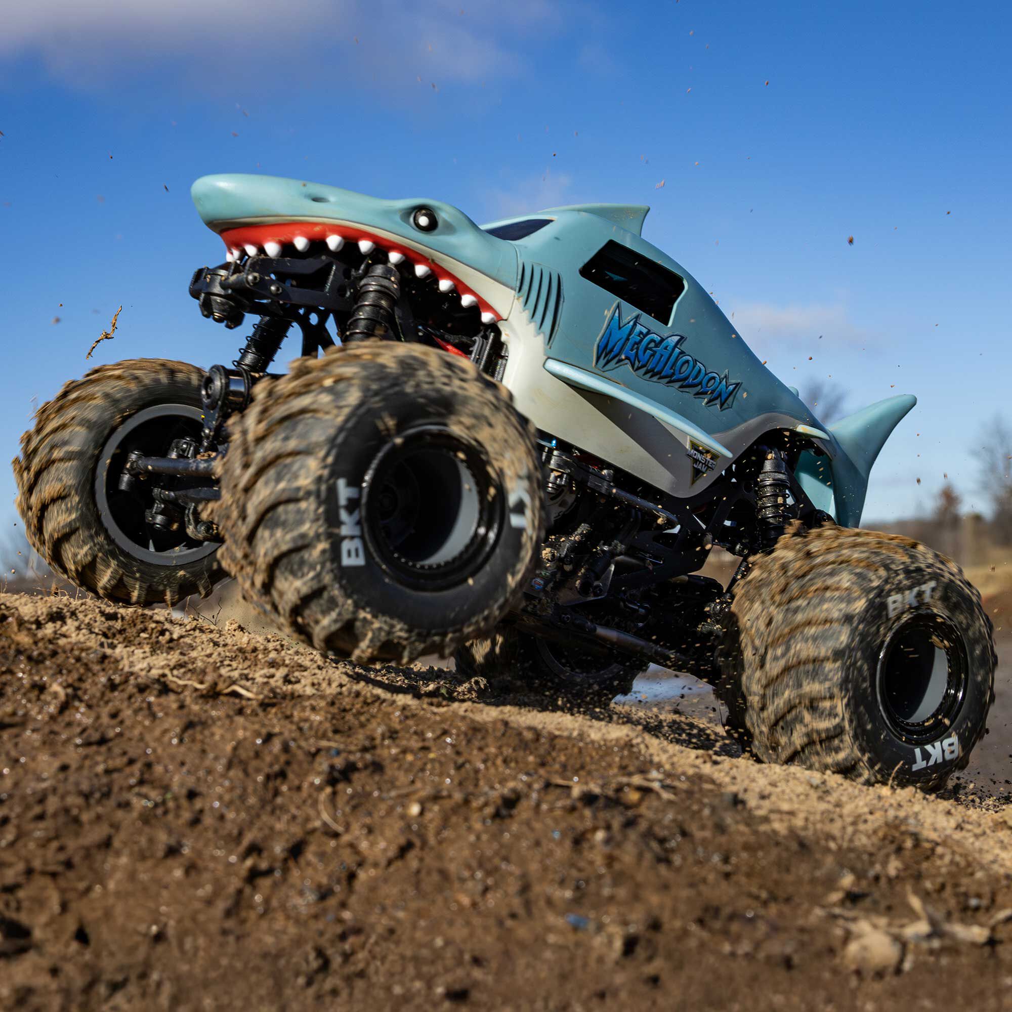 Losi 1/18 Mini LMT Megalodon 2S 4X4 RTR Brushed Monster Truck (Battery & Charger Included), Blue