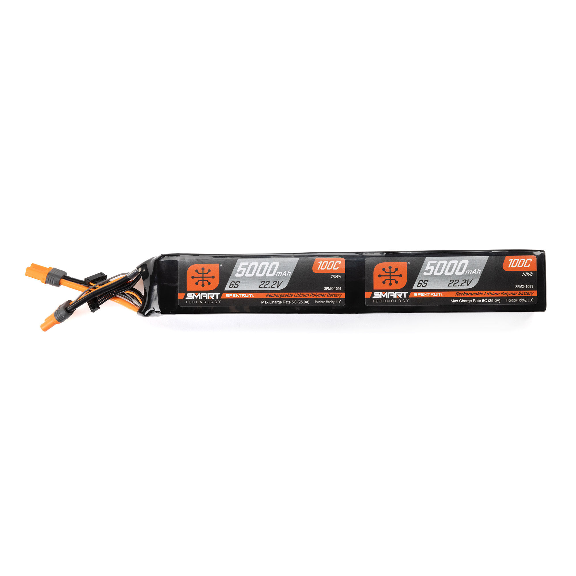 Spektrum Accessories Dual 22.2V (44.4V) 5000mAh 6S x2 100C Smart LiPo Battery: IC5