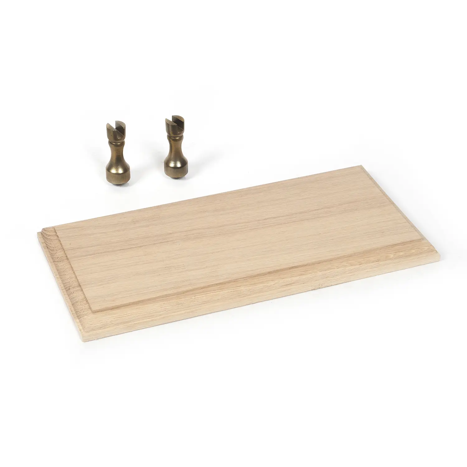 Solid Oak Base + 2 Brass Cast Iron Brackets