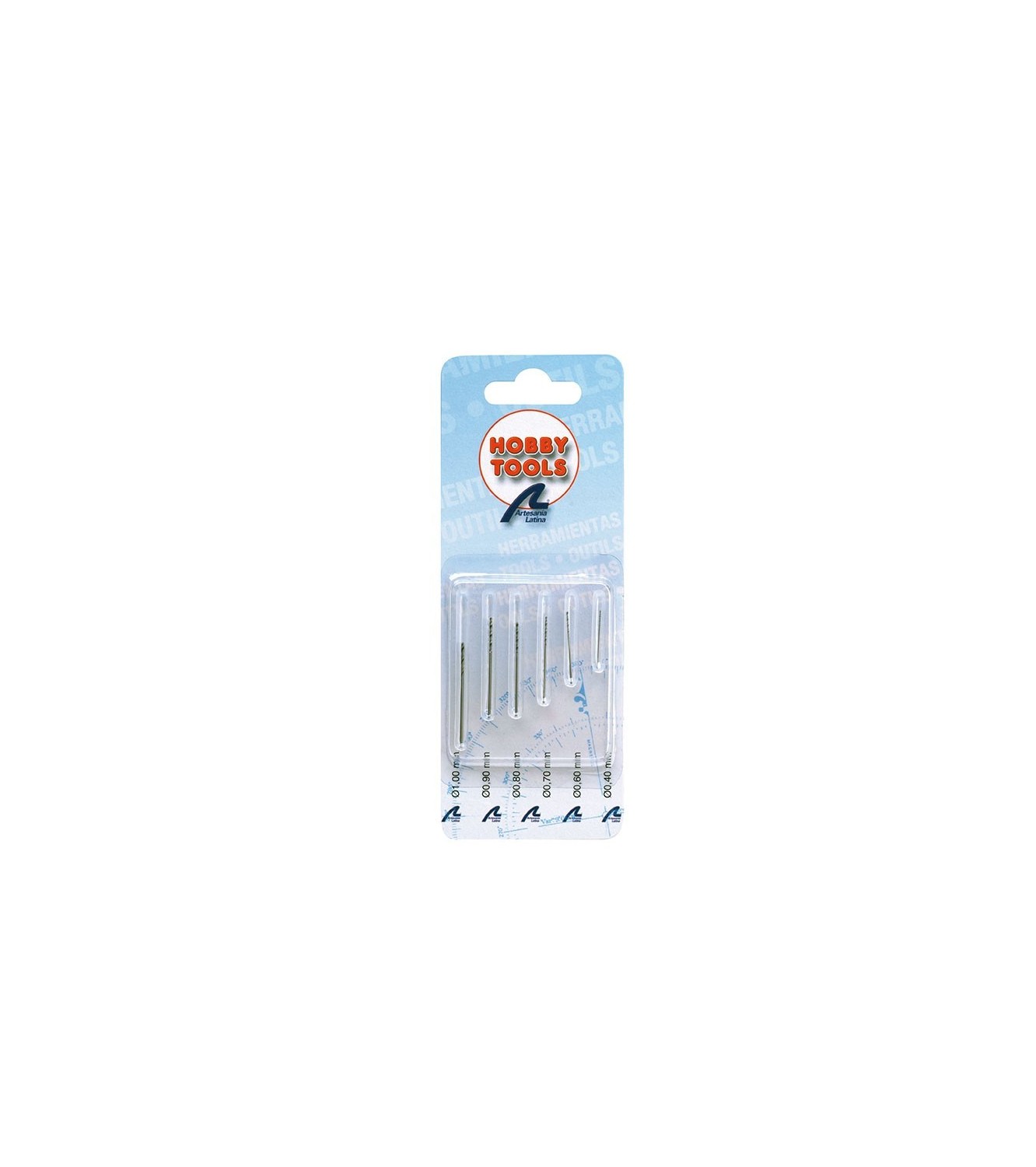 Set 6 HSS Mini Bits 0.4 mm to 1 mm (0.015" to 0.039") for Drills