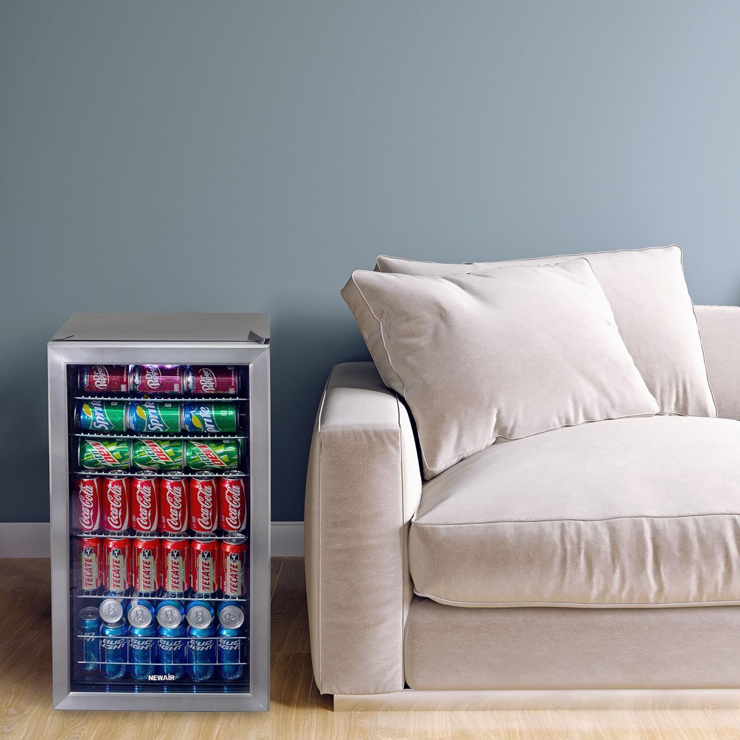 Beverage Refrigerator Cooler | 126 Cans Free Standing with Right Hinge Glass Door | Mini Fridge Beverage Organizer Perfect For Beer, Wine, Soda, And Cooler Drinks
