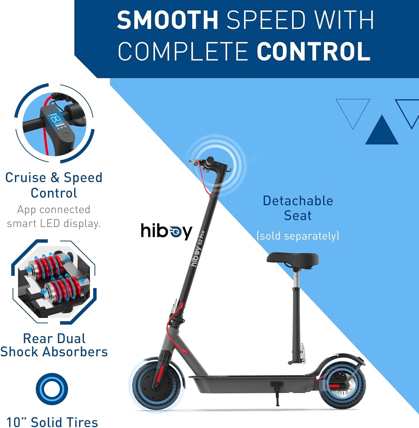 Electric Scooter, 500W Motor, 10" Solid Tires, 25 Miles Range, 19 Mph Folding Commuter Electric Scooter for Adults (Optional Seat)