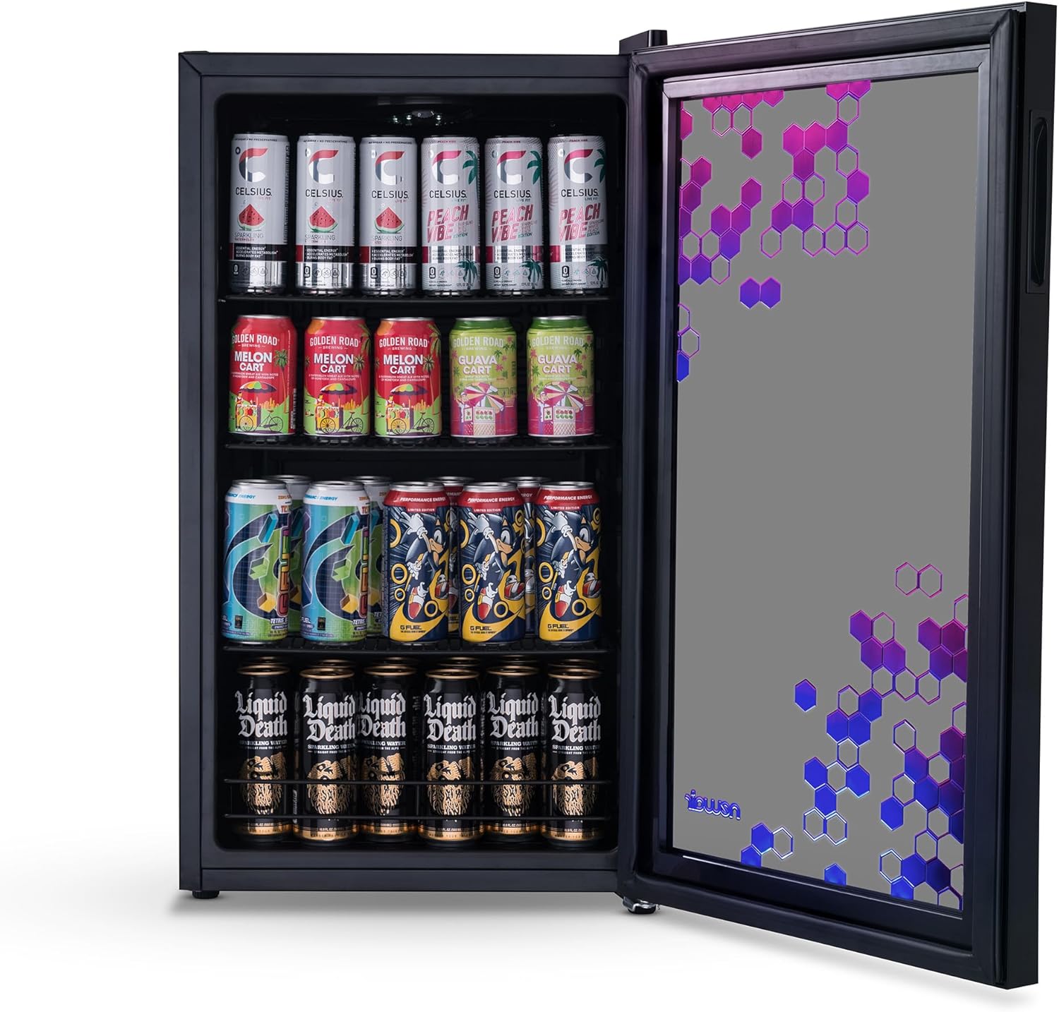Beverage Refrigerator Cooler | 126 Cans Free Standing with Right Hinge Glass Door | Mini Fridge Beverage Organizer Perfect For Beer, Wine, Soda, And Cooler Drinks