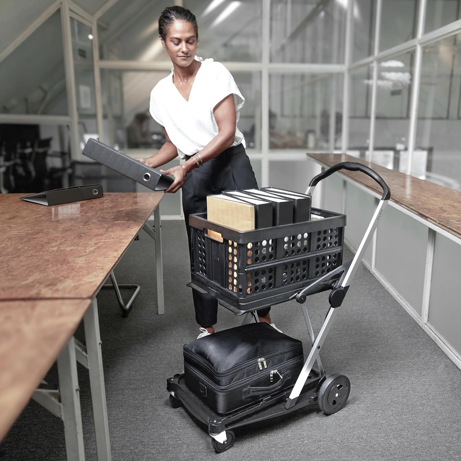 Multi use Functional Collapsible carts | Mobile Folding Trolley | Shopping cart with Storage Crate (Black)