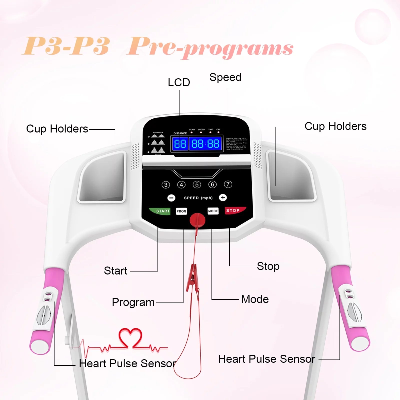 FYC Foldable Treadmills for Home, 2.5 HP, 7.5 MPH, Electric Running Treadmill Quiet Brushless Proform Treadmill for Home Gym