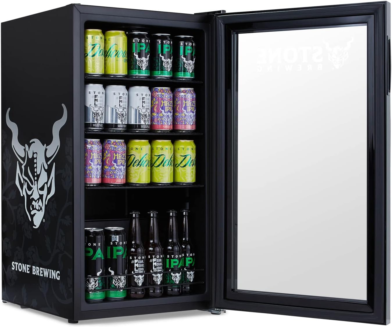 Beverage Refrigerator Cooler | 126 Cans Free Standing with Right Hinge Glass Door | Mini Fridge Beverage Organizer Perfect For Beer, Wine, Soda, And Cooler Drinks