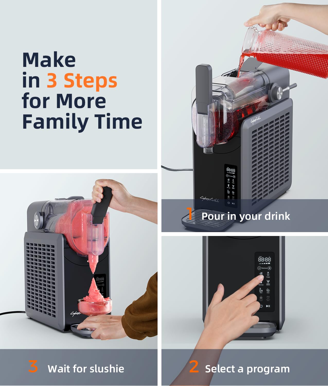 Slushie Machine, 24-Hour Delay Start&Cold Retention, 68 oz Slushy Machine with Self-Cleaning Function, Frozen Drink Maker with 5 Preset Programs