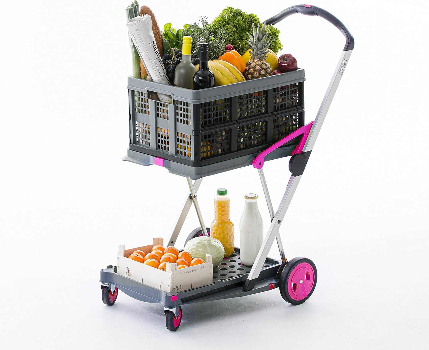 Multi use Functional Collapsible carts | Mobile Folding Trolley | Shopping cart with Storage Crate (Black)