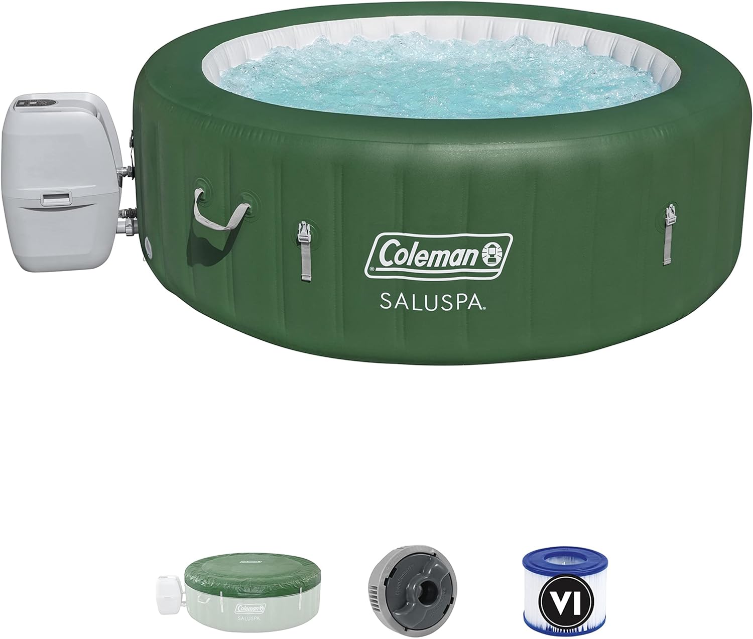 Inflatable Hot Tub Spa | Portable Hot Tub with Heated Water System and 140 Bubble Jets | Fits Up to 4 People