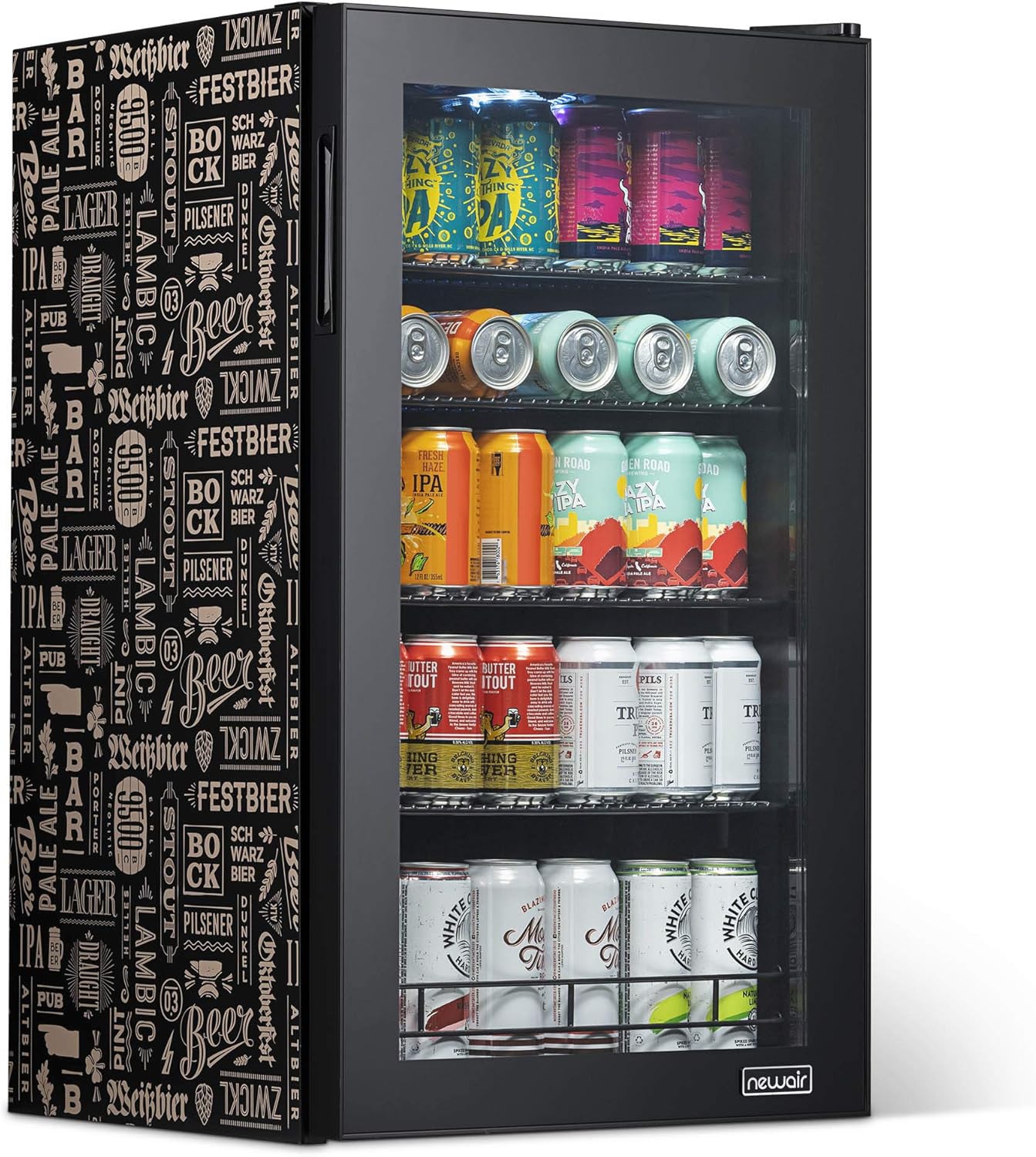Beverage Refrigerator Cooler | 126 Cans Free Standing with Right Hinge Glass Door | Mini Fridge Beverage Organizer Perfect For Beer, Wine, Soda