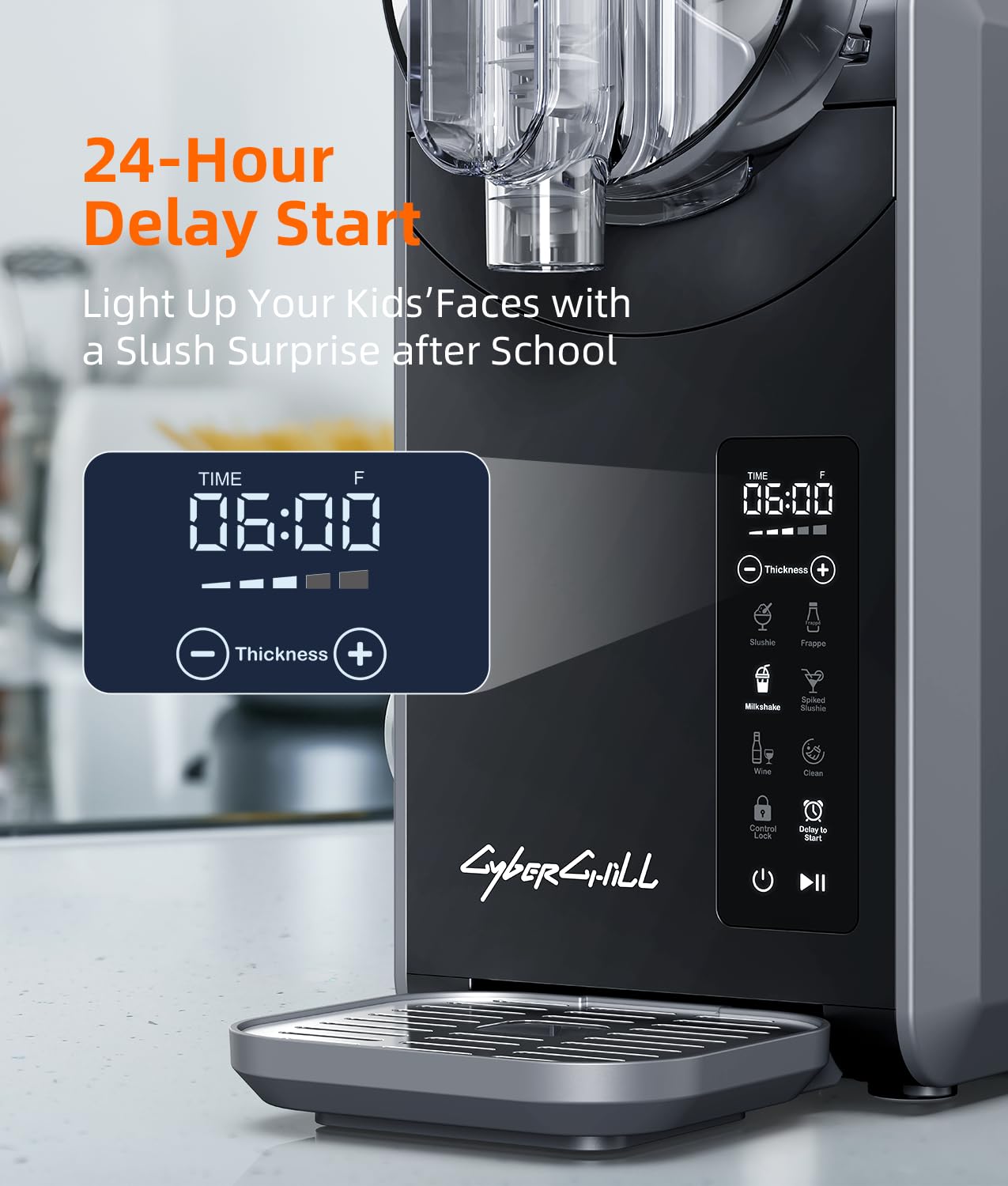 Slushie Machine, 24-Hour Delay Start&Cold Retention, 68 oz Slushy Machine with Self-Cleaning Function, Frozen Drink Maker with 5 Preset Programs
