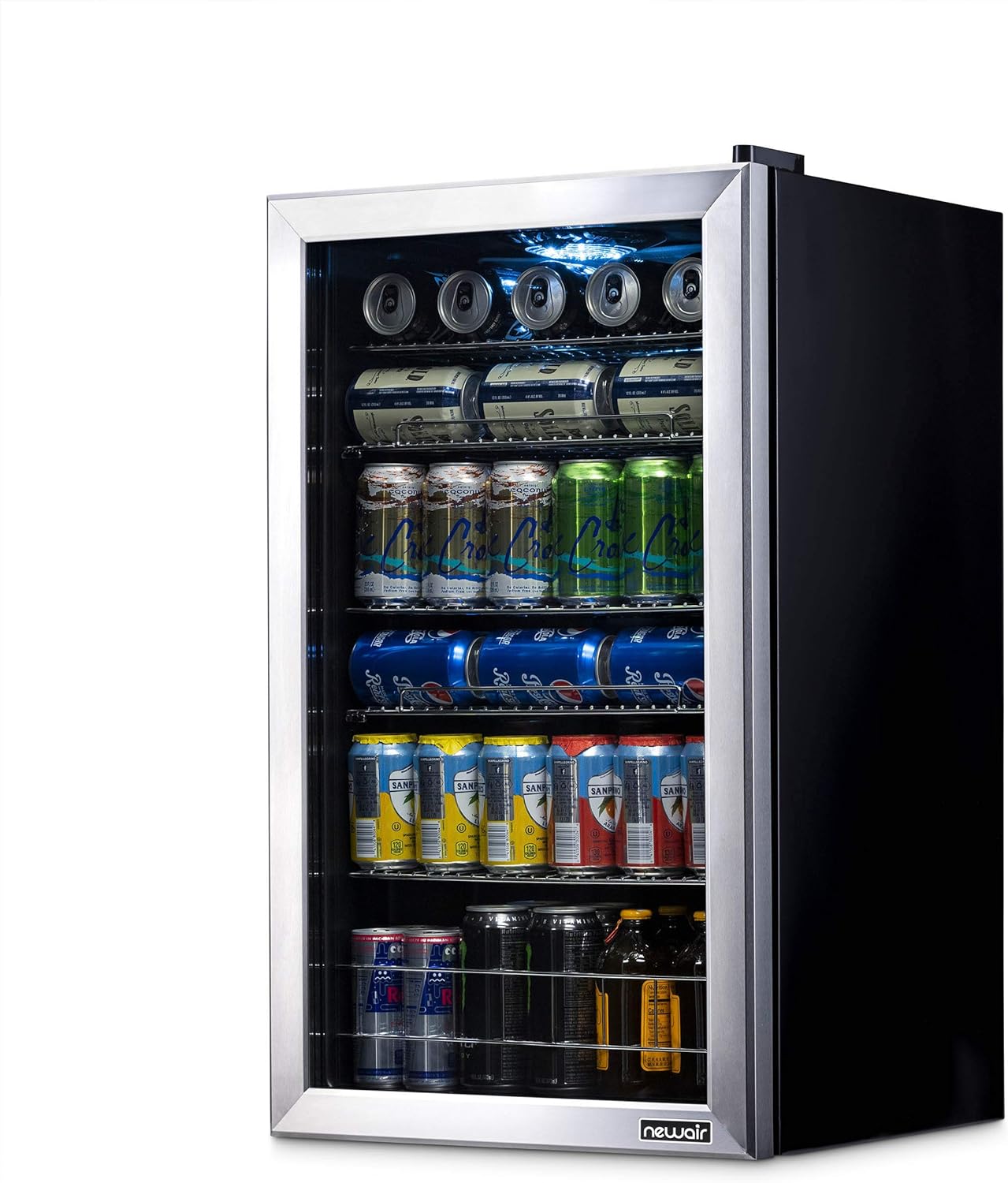 Beverage Refrigerator Cooler | 126 Cans Free Standing with Right Hinge Glass Door | Mini Fridge Beverage Organizer Perfect For Beer, Wine, Soda, And Cooler Drinks