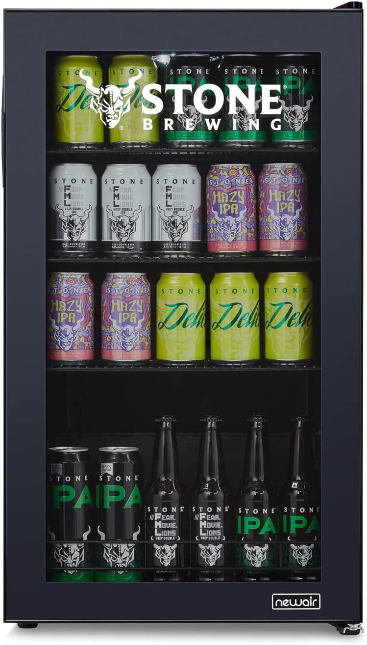 Beverage Refrigerator Cooler | 126 Cans Free Standing with Right Hinge Glass Door | Mini Fridge Beverage Organizer Perfect For Beer, Wine, Soda, And Cooler Drinks