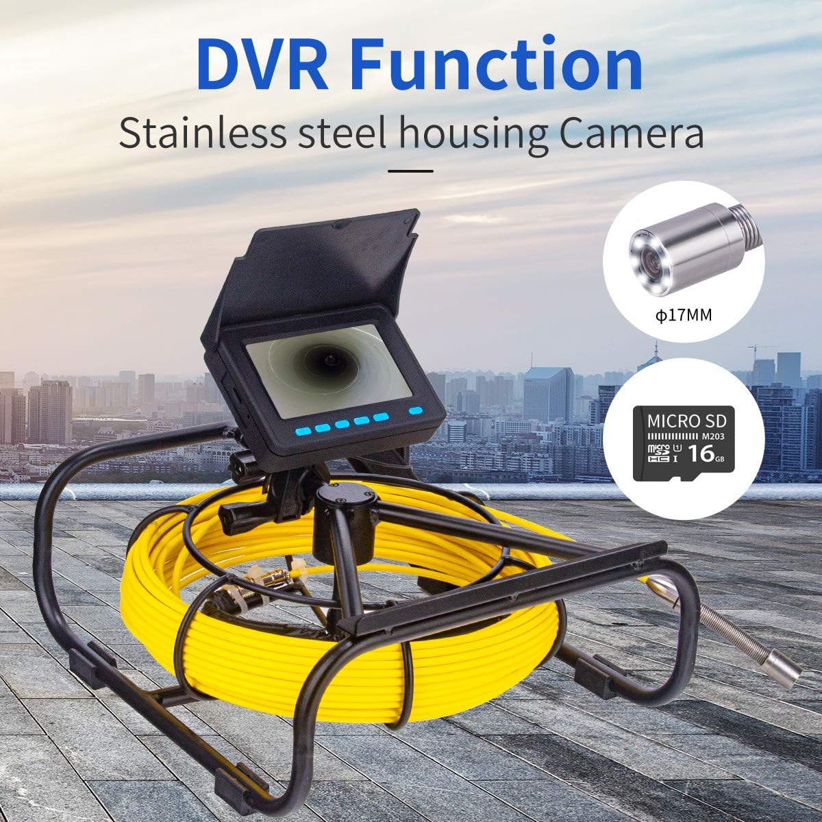 Sewer Camera 100ft, SYANSPAN 17mm Low Temperature Resistant Pipe Inspection Camera