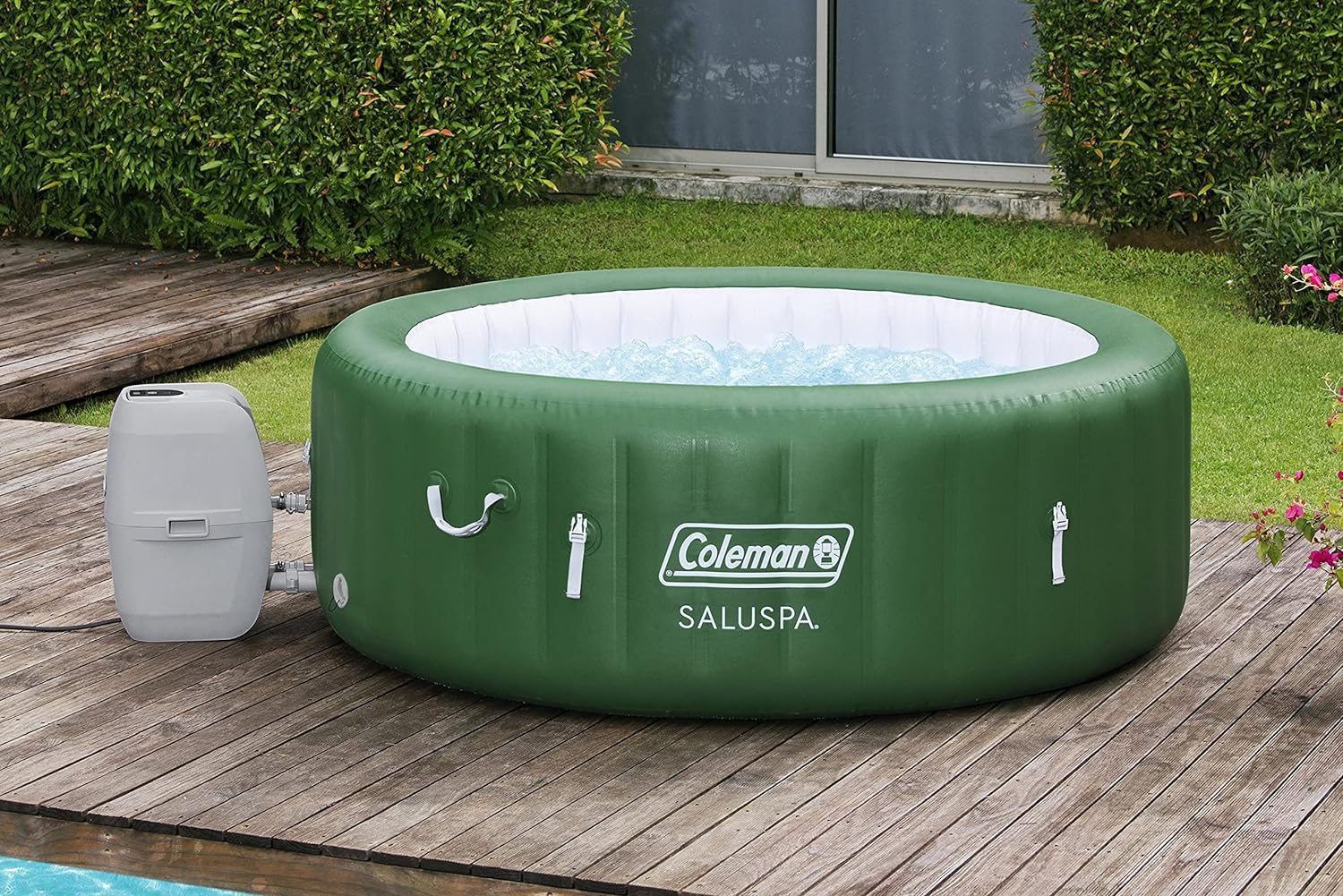 Inflatable Hot Tub Spa | Portable Hot Tub with Heated Water System and 140 Bubble Jets | Fits Up to 4 People