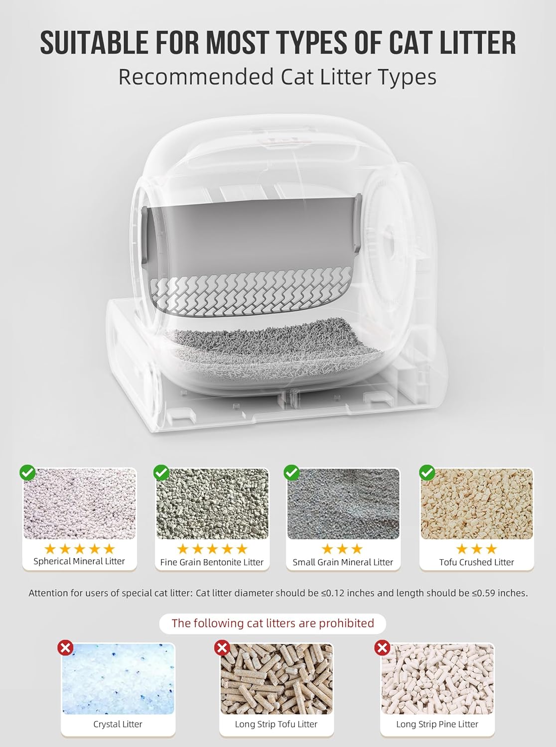 Self Cleaning Cat Litter Box, Automatic Cat Litter Box with Mat & Liners, 65L+9L Large Capacity Self Cleaning Litter Box