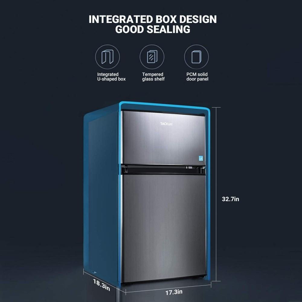 g Mini Fridge with Freezer, 3.1 Cu.Ft Small Refrigerator, Compact Refrigerator with LED Light, 2 doors, Mini Fridge for Bedroom, Office, Dorm, RV