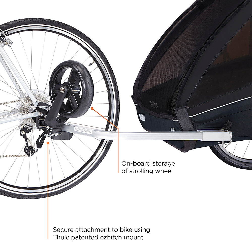 Thule - Coaster XT 2-Seat Bicycle Trailer and Stroller - Black