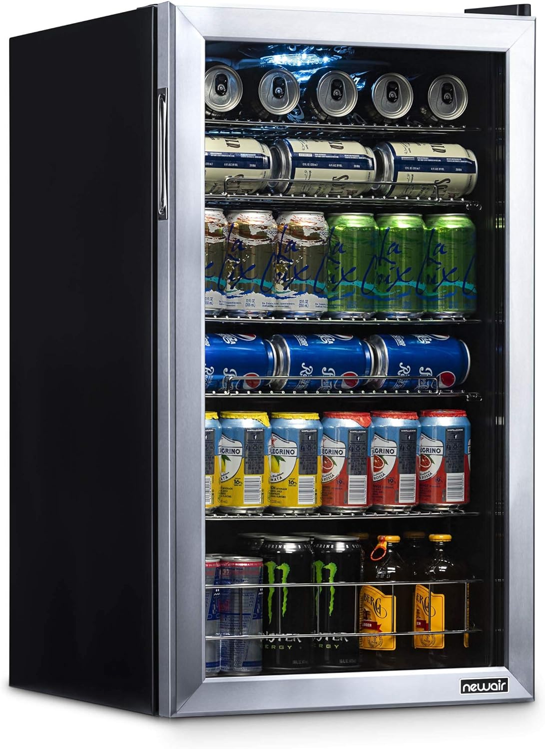 Beverage Refrigerator Cooler | 126 Cans Free Standing with Right Hinge Glass Door | Mini Fridge Beverage Organizer Perfect For Beer, Wine, Soda