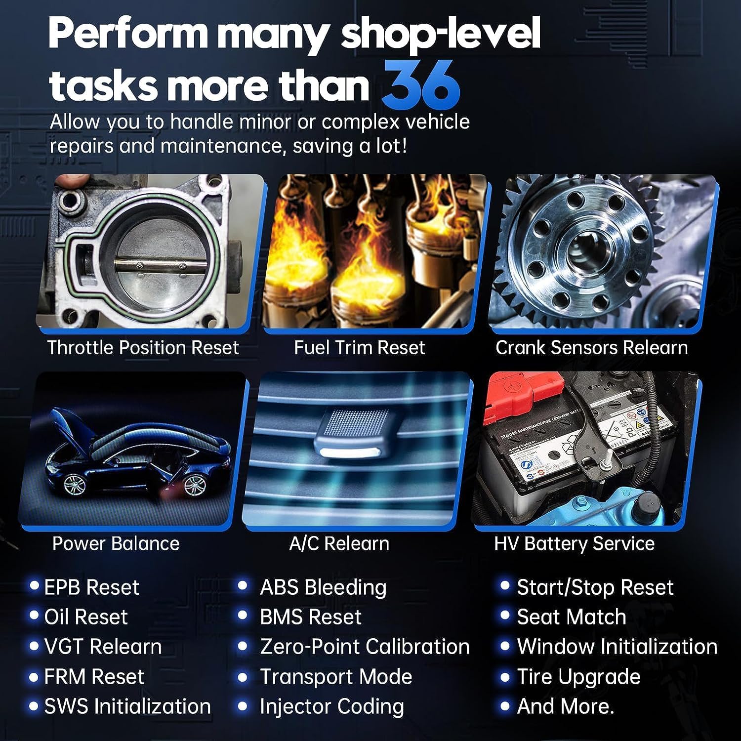 Bidirectional Scan Tool: 2024 Newest Automotive Scanner Diagnostic Tool with ECU Coding, Active Tests, All System Scan, 36+ Resets, Crankshaft