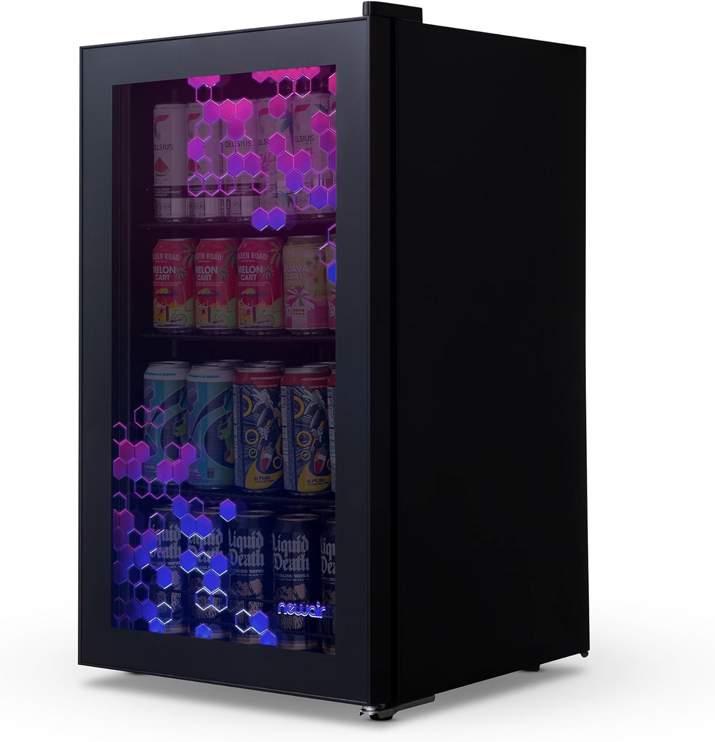 Beverage Refrigerator Cooler | 126 Cans Free Standing with Right Hinge Glass Door | Mini Fridge Beverage Organizer Perfect For Beer, Wine, Soda, And Cooler Drinks