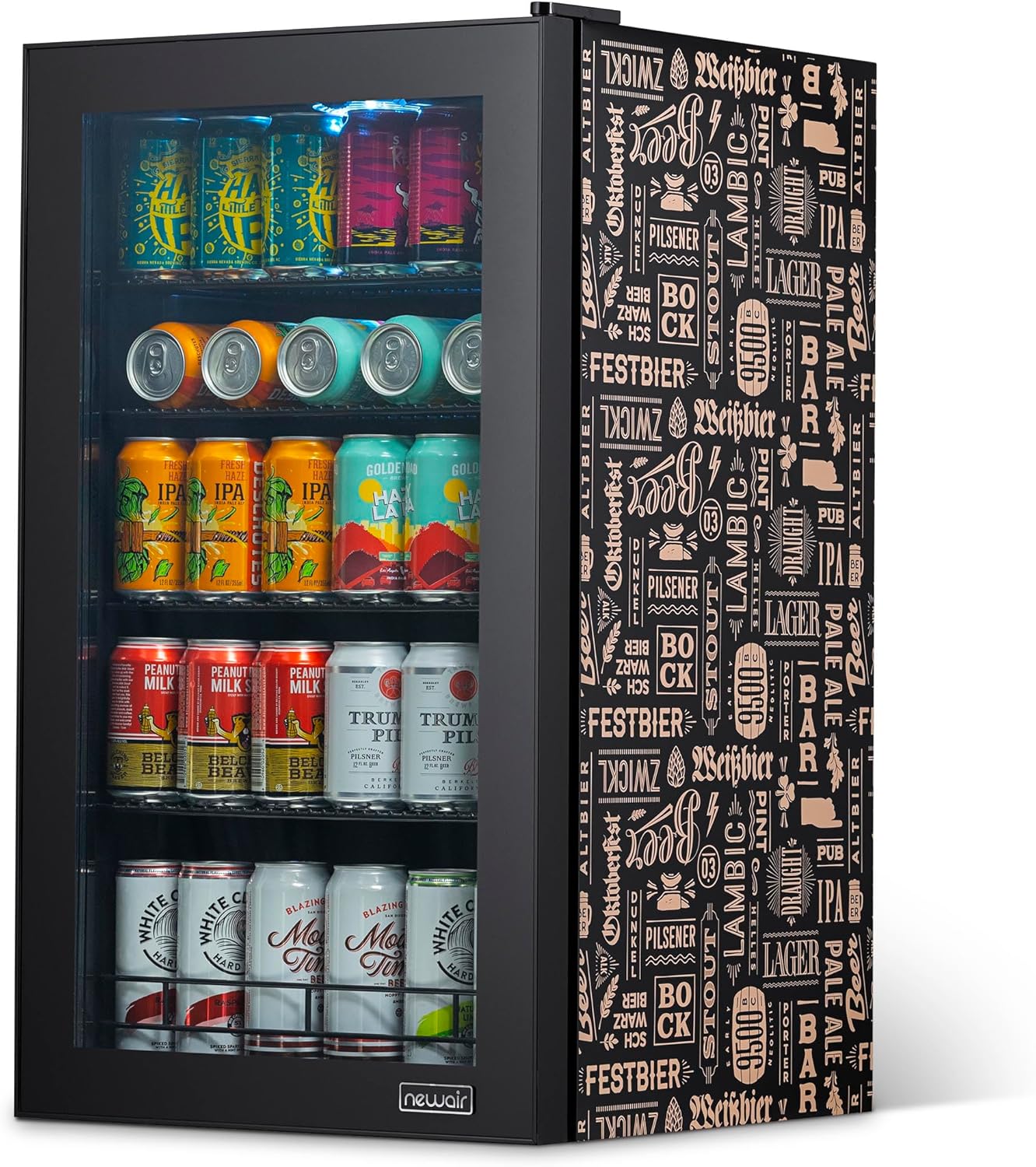 Beverage Refrigerator Cooler | 126 Cans Free Standing with Right Hinge Glass Door | Mini Fridge Beverage Organizer Perfect For Beer, Wine, Soda, And Cooler Drinks