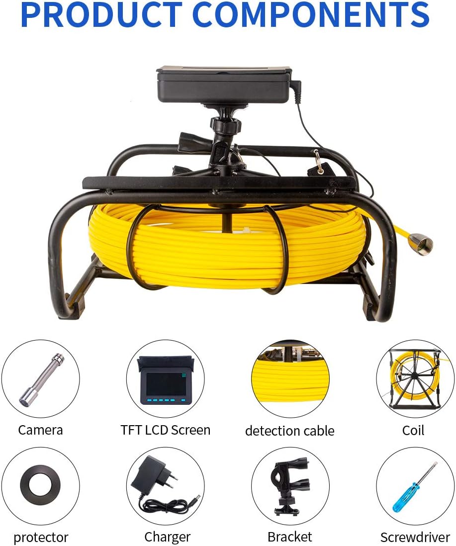 Sewer Camera 100ft,SYANSPAN 17mm Low Temperature Resistant Pipe Inspection Camera,16GB DVR Video Recording Endoscope Borescope w/LED Lights for Plumber, Homeowners(16GB DVR,100ft/30M)