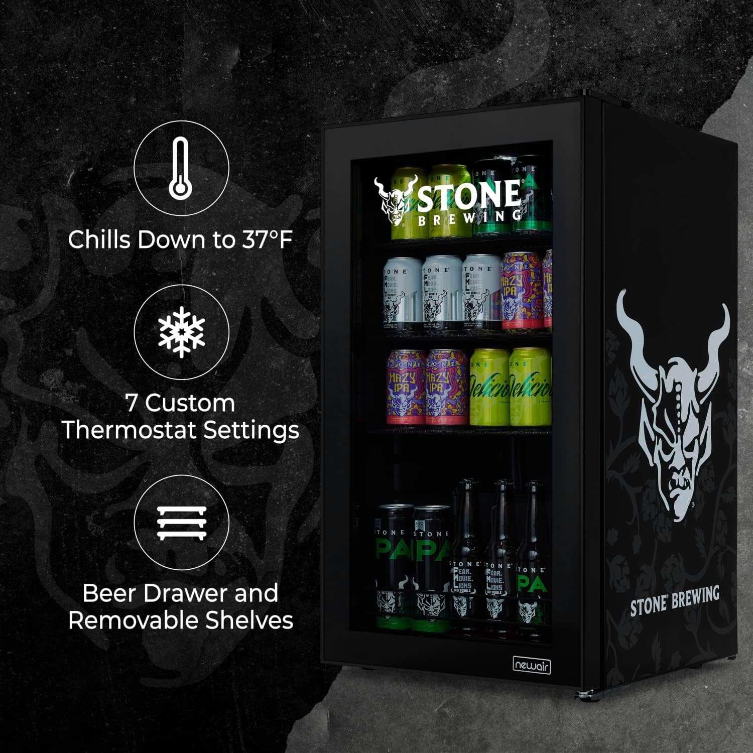Beverage Refrigerator Cooler | 126 Cans Free Standing with Right Hinge Glass Door | Mini Fridge Beverage Organizer Perfect For Beer, Wine, Soda, And Cooler Drinks